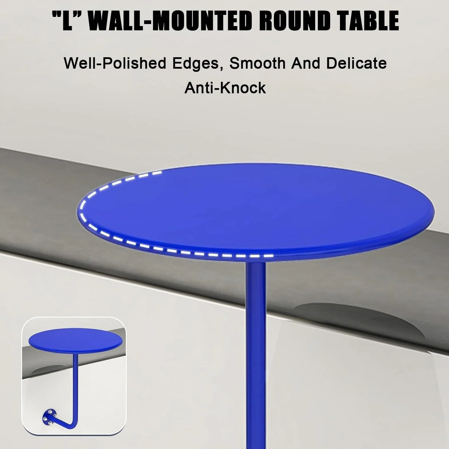 Petite Table de Bistrot Ronde Murale avec Étagères Flottantes, Métal Support en L pour Salon, Salle à Manger