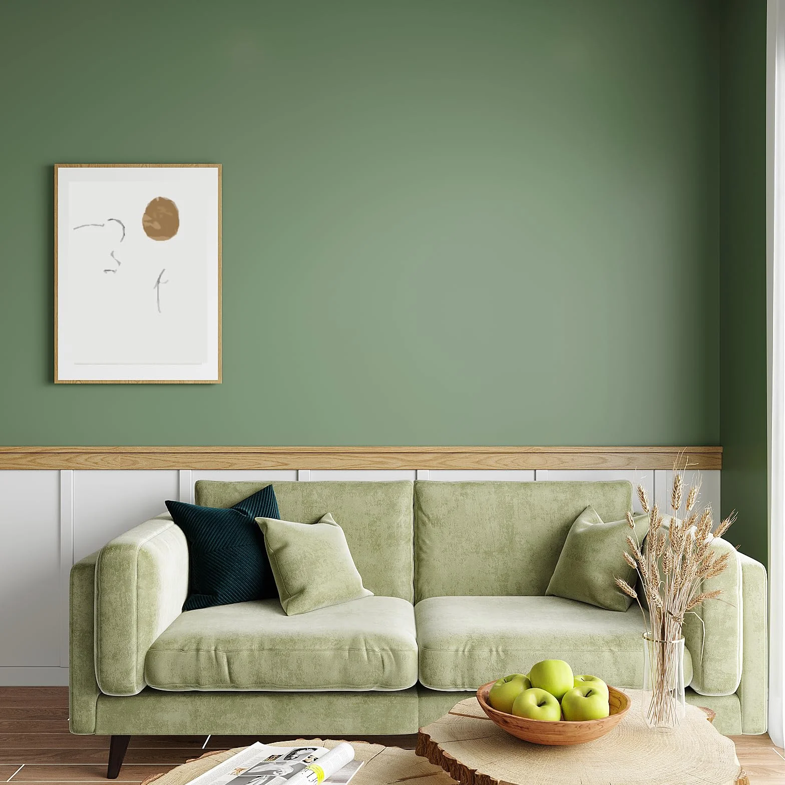 VEELIKE Papier Peint Vert Sauge Vintage Rouleau Adhesif pour Meuble Papier Peint Adhesif Mural Salon Autocollant Meuble Cuisine Lavable Épaissir Revetement Mural Chambre Armoire 40 cm × 300 cm