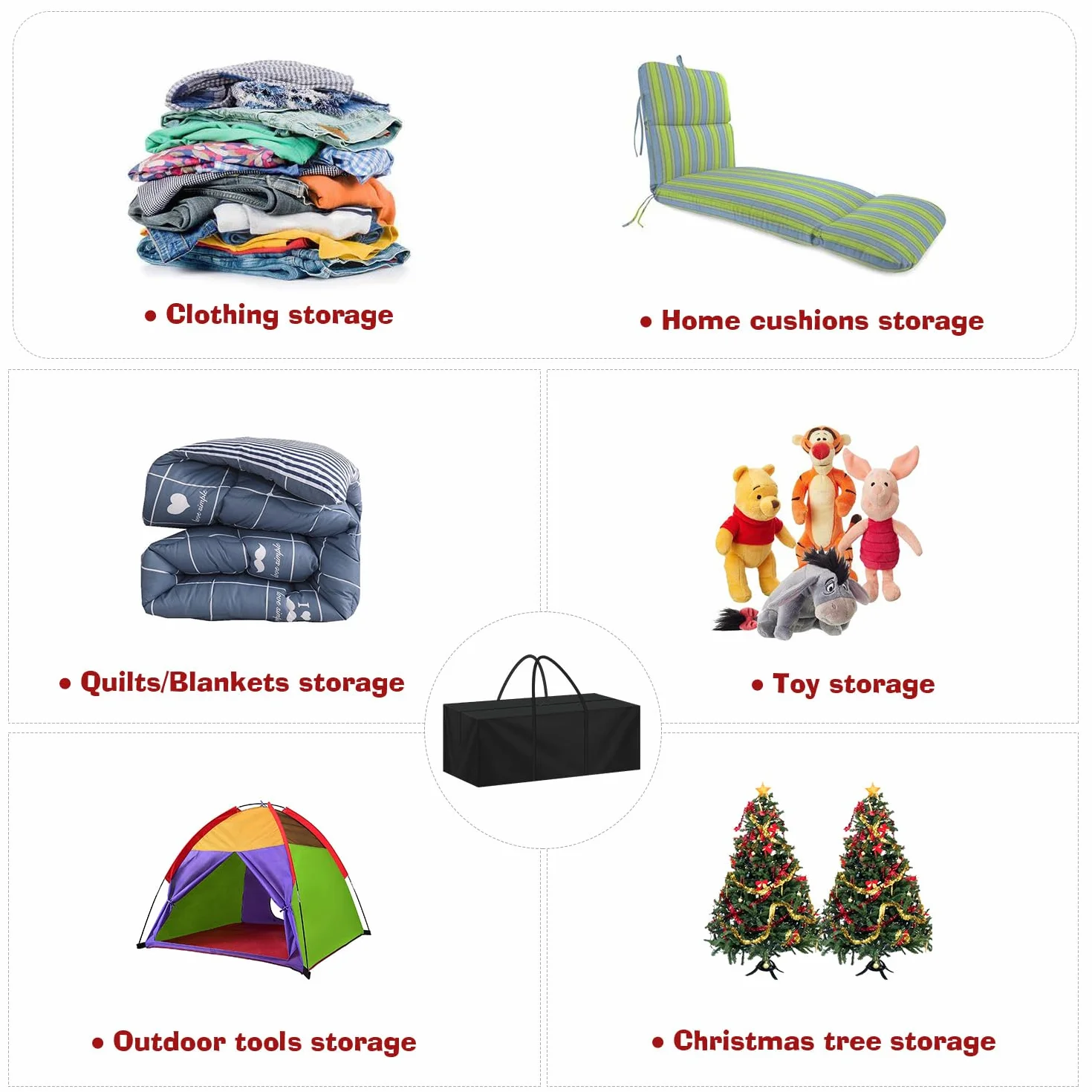 LAMUNI Housse de Rangement pour Sapin de Noel 170x60x75cm