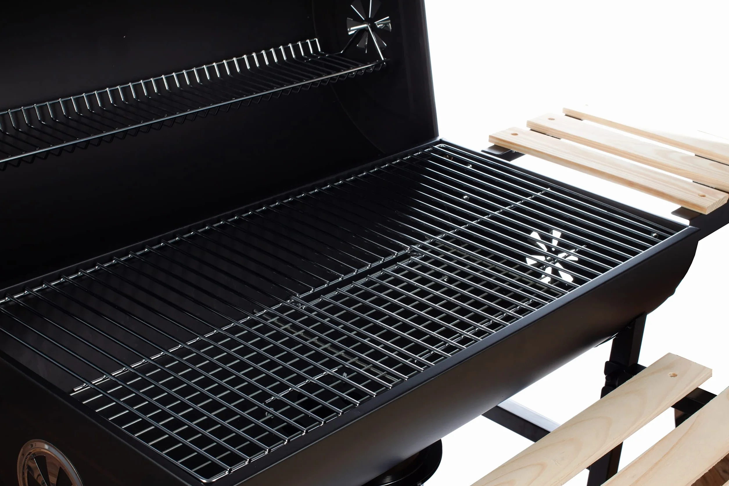 GrillMaster BigBend Rond GM2020 Barbecue Charbon avec Couvercle Roulettes Étagères Jardin