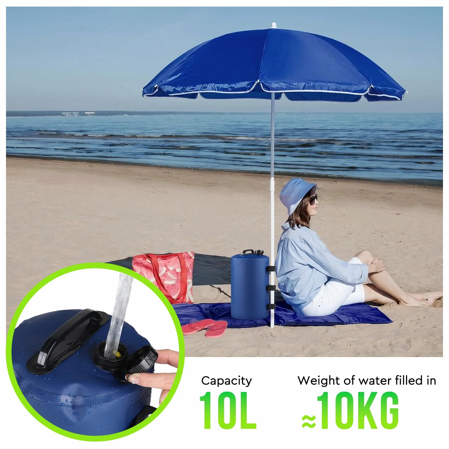 SWAWIS 4 Pièces Poids pour Tonnelle 10L PVC Sac de Lestage pour Pieds de Tente Pop-up Jardin Exterieur Antireflux Auvent Parasol Bleu