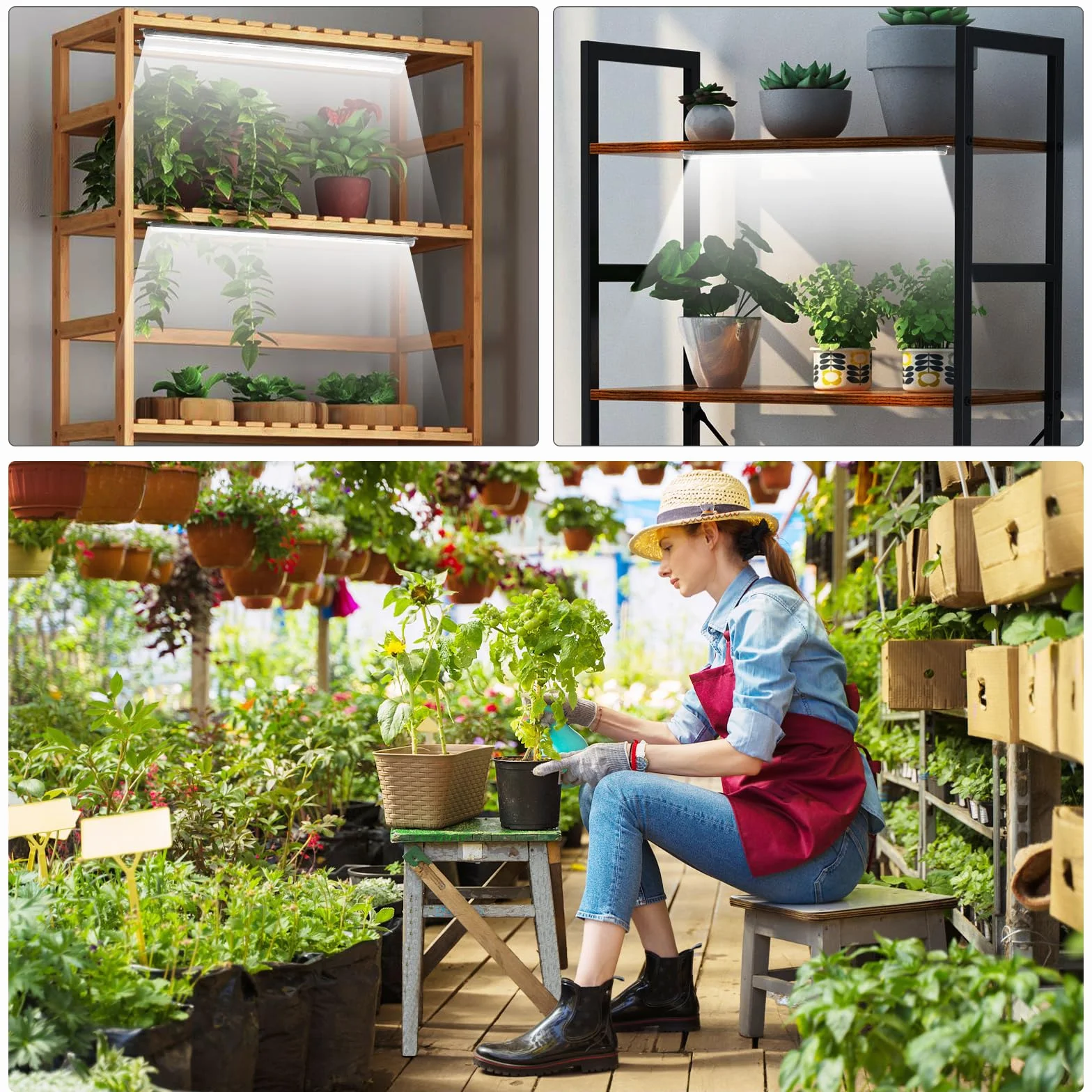 Luz para Cultivo de Plantas, Lámpara Solar de Espectro Completo, 4 Barras con Temporizador 6/12/18H, 5 Niveles Regulables