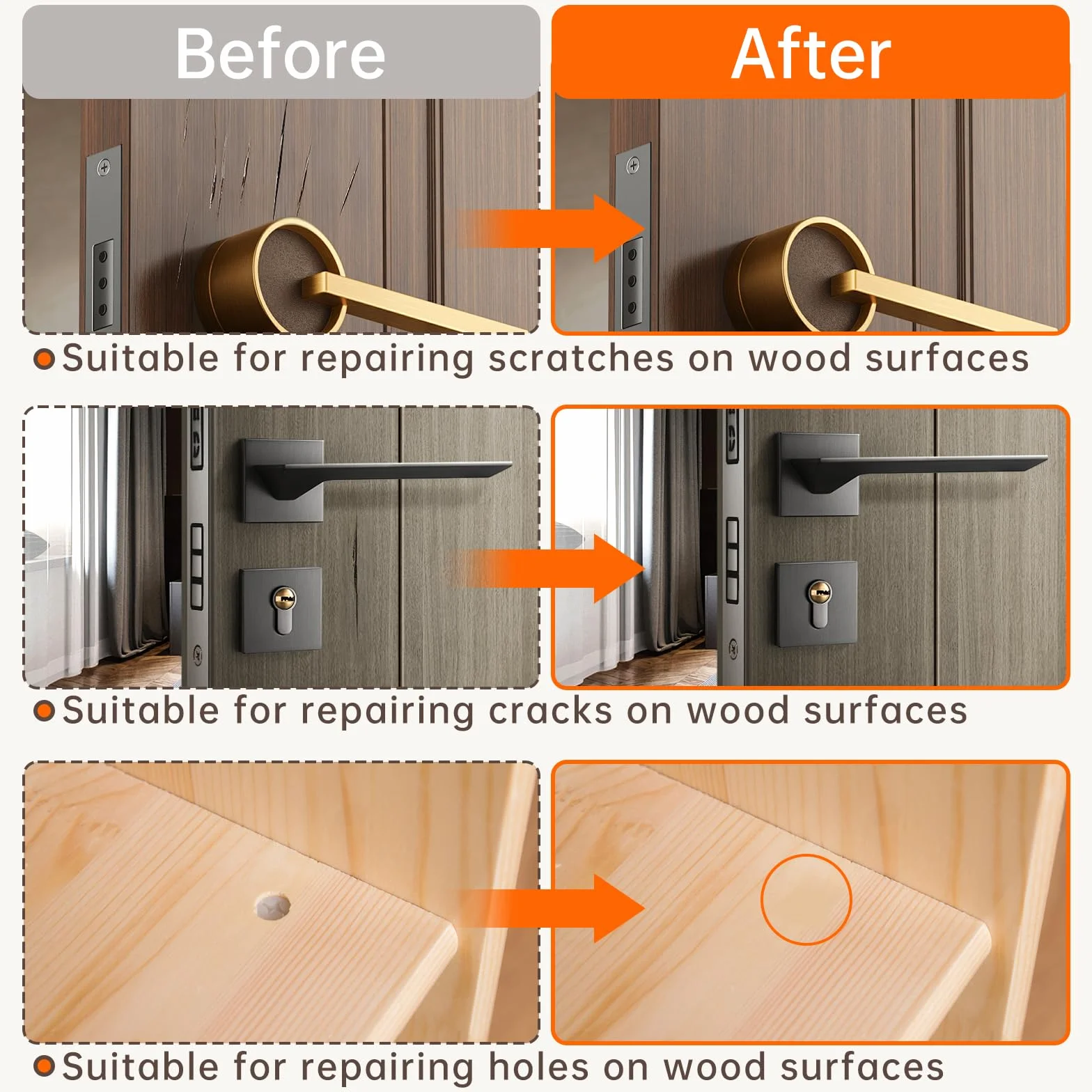 Pate a Bois 12 Couleurs Brun, Pate a Bois Rebouchage, Kit Reparation Parquet, Mastic Bois, Kit Reparation Carrelage, Parquet Stratifié, pour Trous, Rayures et Fissures sur Stratifié