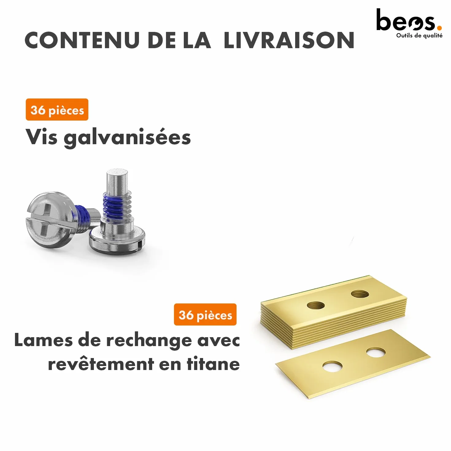 BEOS 36 Lames de Rechange Premium Titan avec Vis Sécurité Compatibles Mammotion LUBA LUBA 2 YUKA