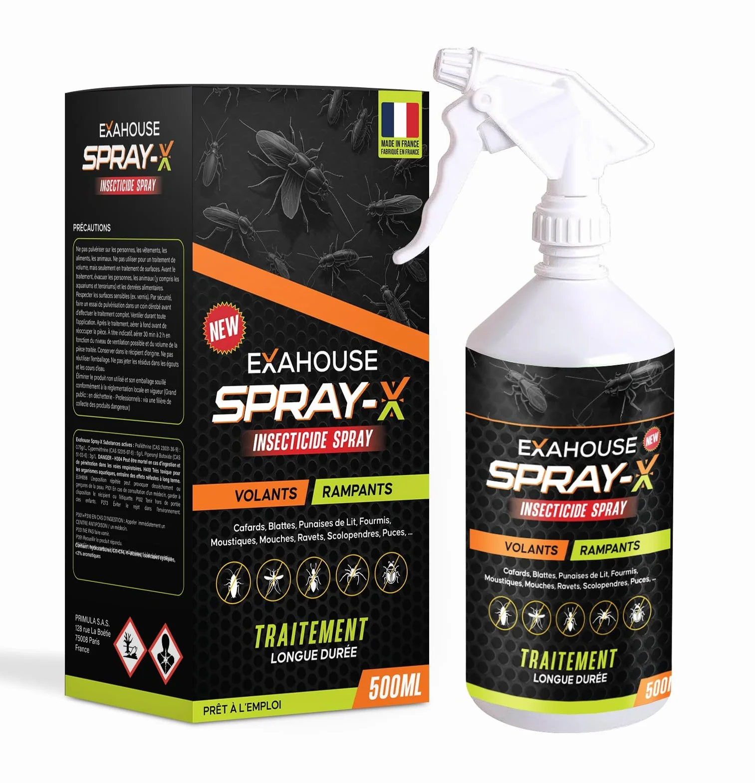 Exahouse Anti Cafards Spray Insecticide Professionnel Ultra Puissant pour Maison & Jardin