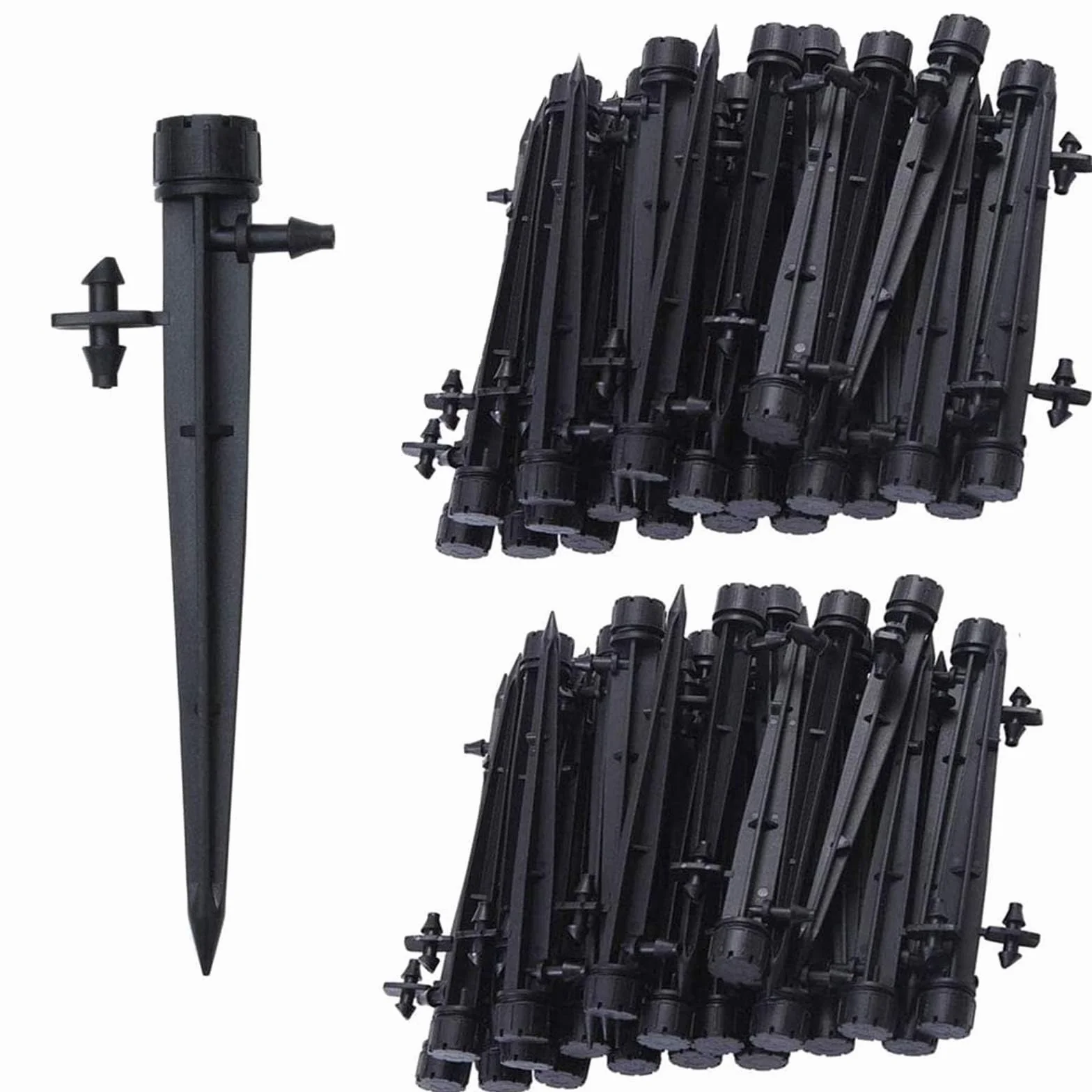 Kalolary 100pcs Micro-asperseur Irrigation Goutte à Goutte 360° 8 Trous Emetteurs pour Tube 1/4 (4-7mm) Jardin Noir