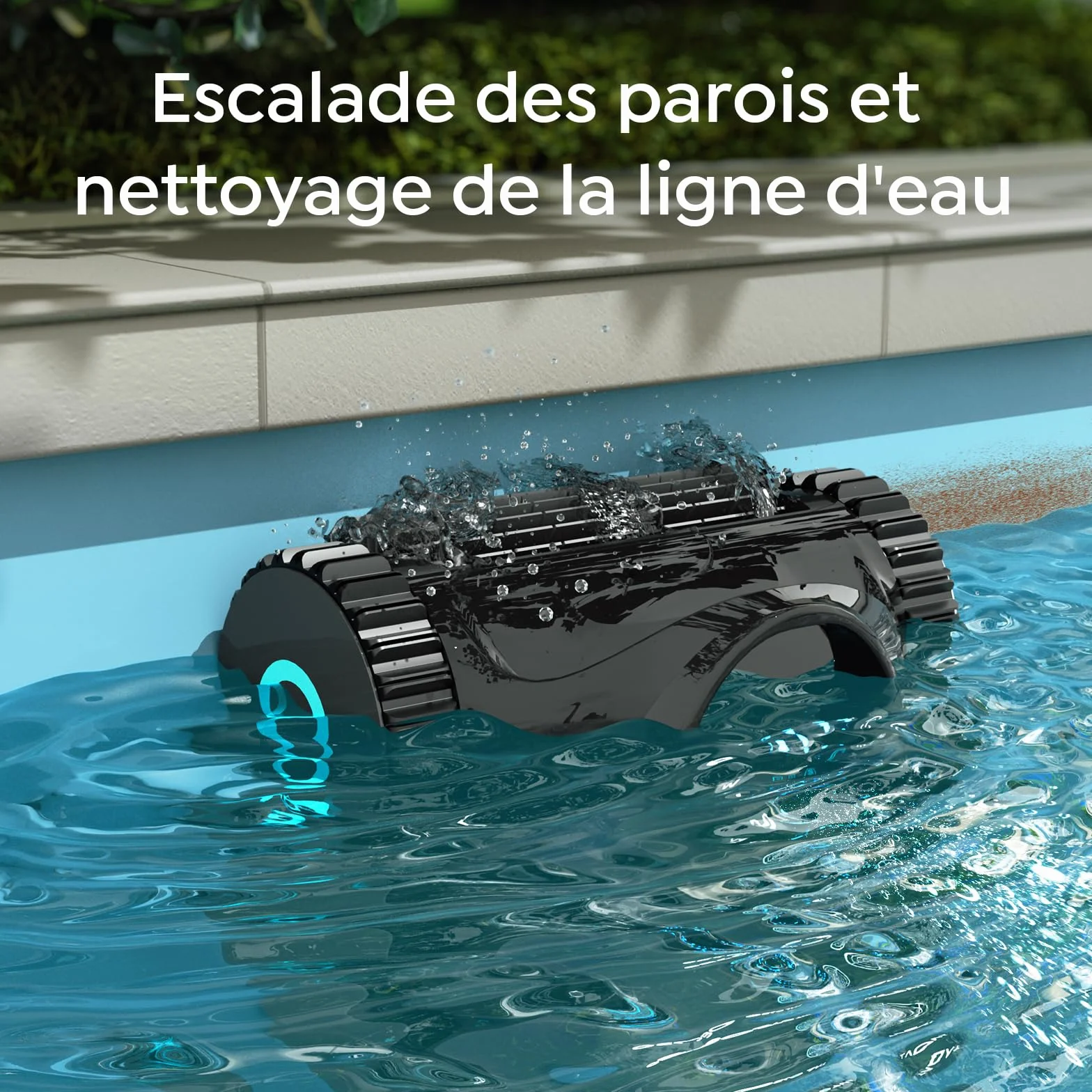 Robot Piscine sans Fil C1 Fond et Parois, Double Filtre, 7 Modes, 180 Min Autonomie, 150 m²