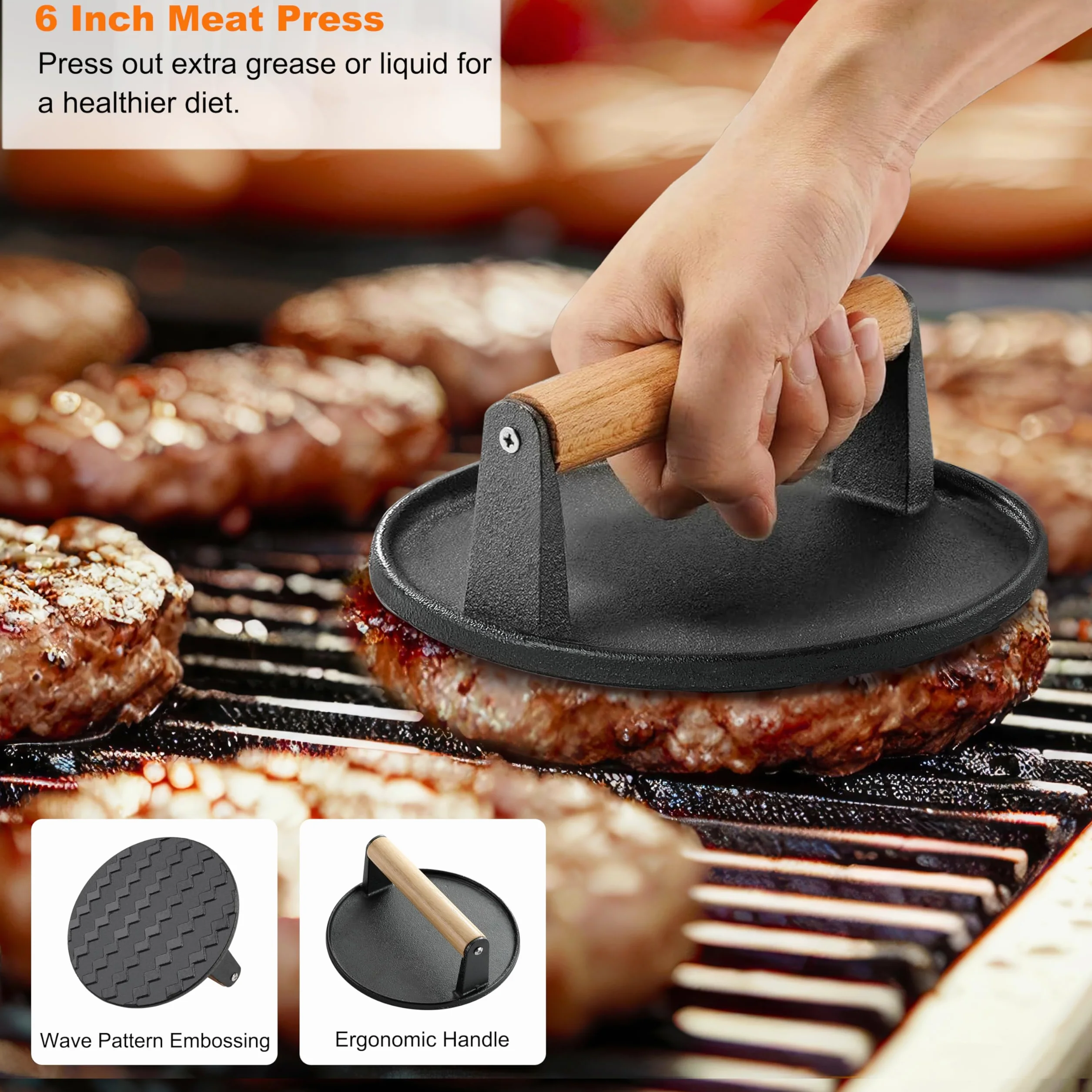 Grilljoy Kit Smash Burger Accessoires Plancha 28PCS Ustensiles Barbecue Extérieur Camping
