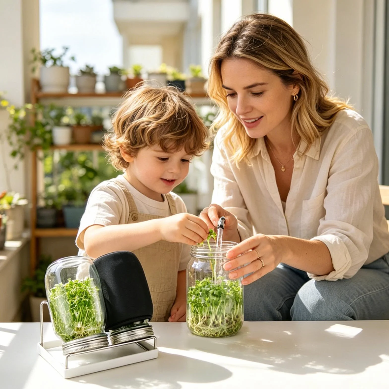 Sprouts Bocal Kit de germination acier inoxydable avec couvercle manchon occultant support