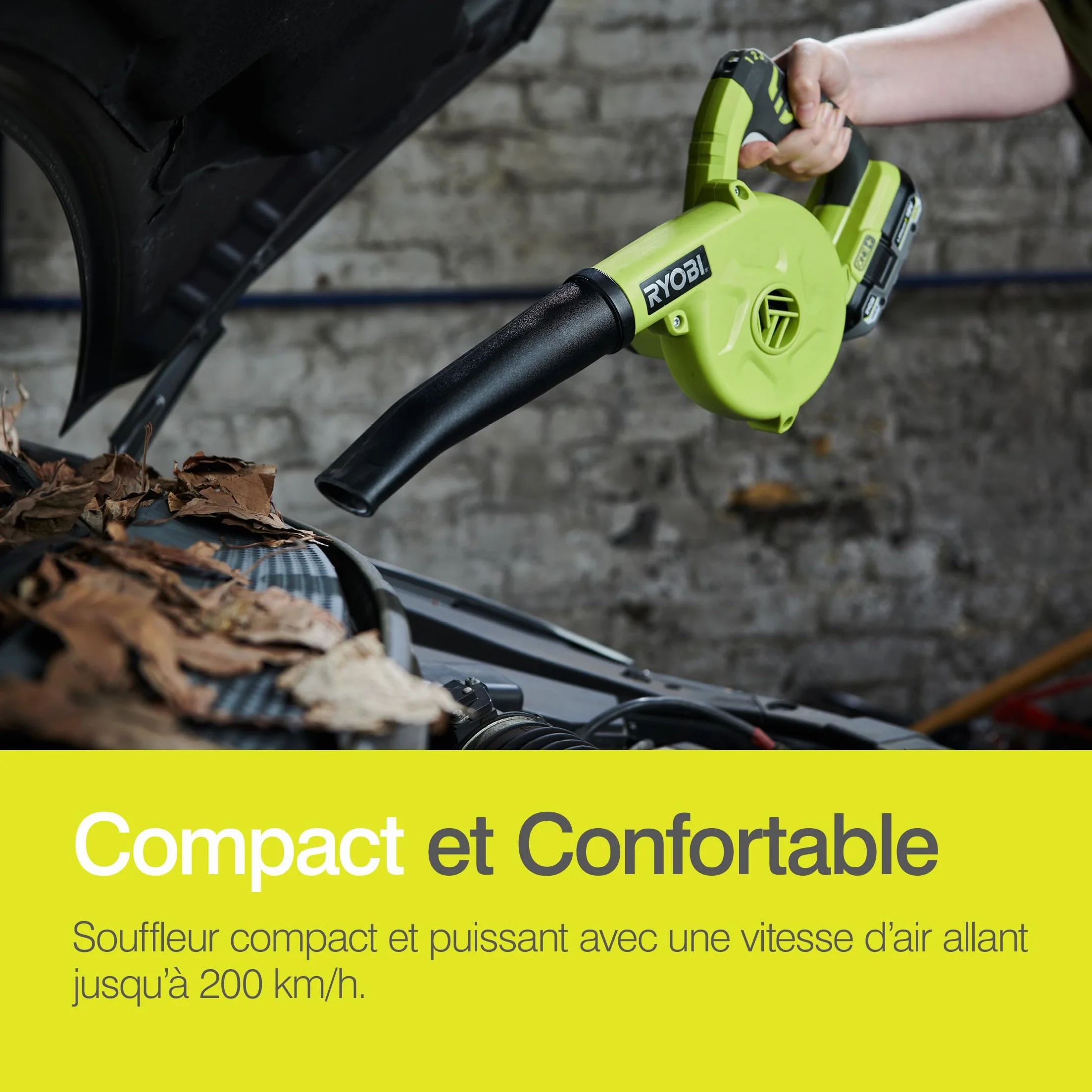 RYOBI Souffleur de Chantier sans Fil 18V One+ R18TB-0 3 Vitesses Compact