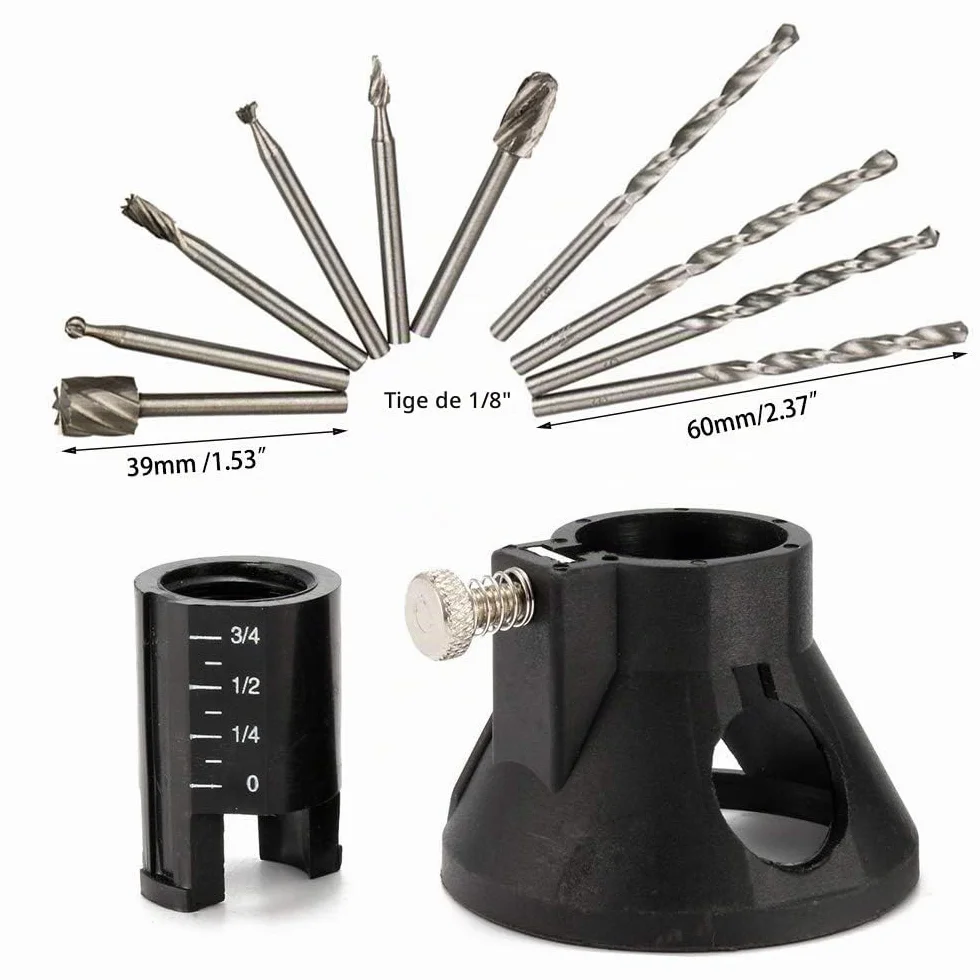 Kit de Découpe pour Outils Multiples Ensemble de Fraises Multifonctions pour Dremel Outil Rotatif avec 6pcs Fraises Rotatives HSS et 4pcs Foret Hélicoïdal