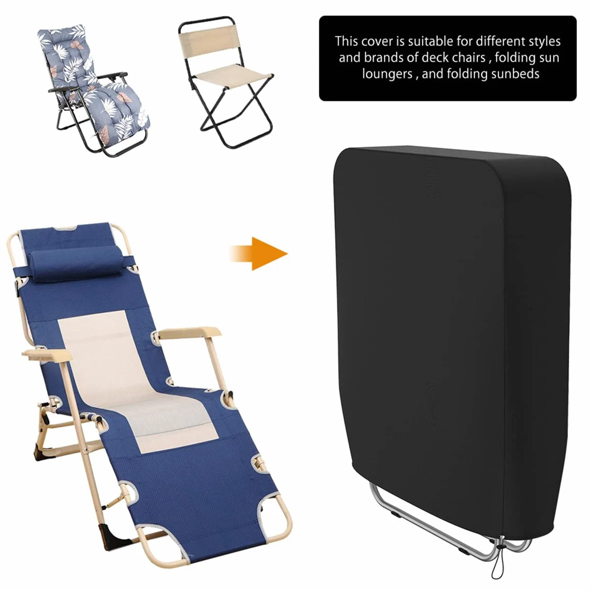 Lot de 2 housses de protection imperméables pour chaise longue de jardin Oxford