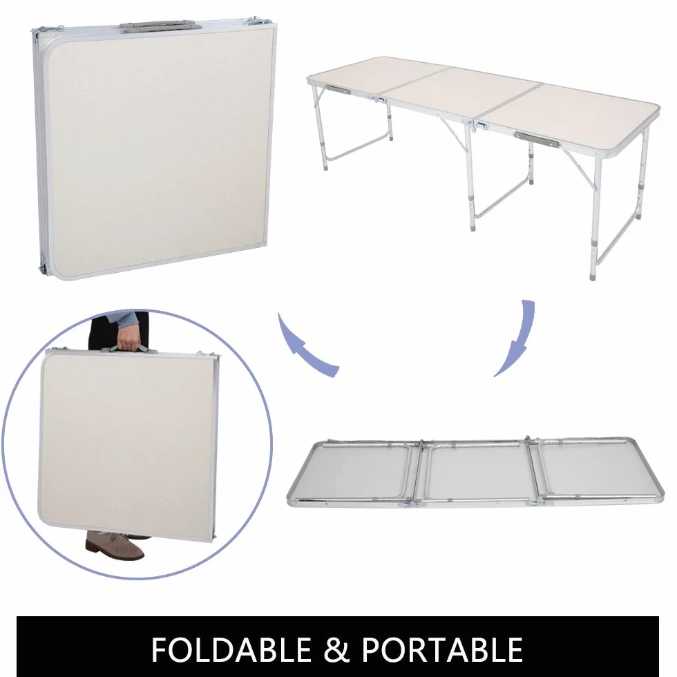 Table de Camping Pliante Portative 180x60x70cm Antirouille