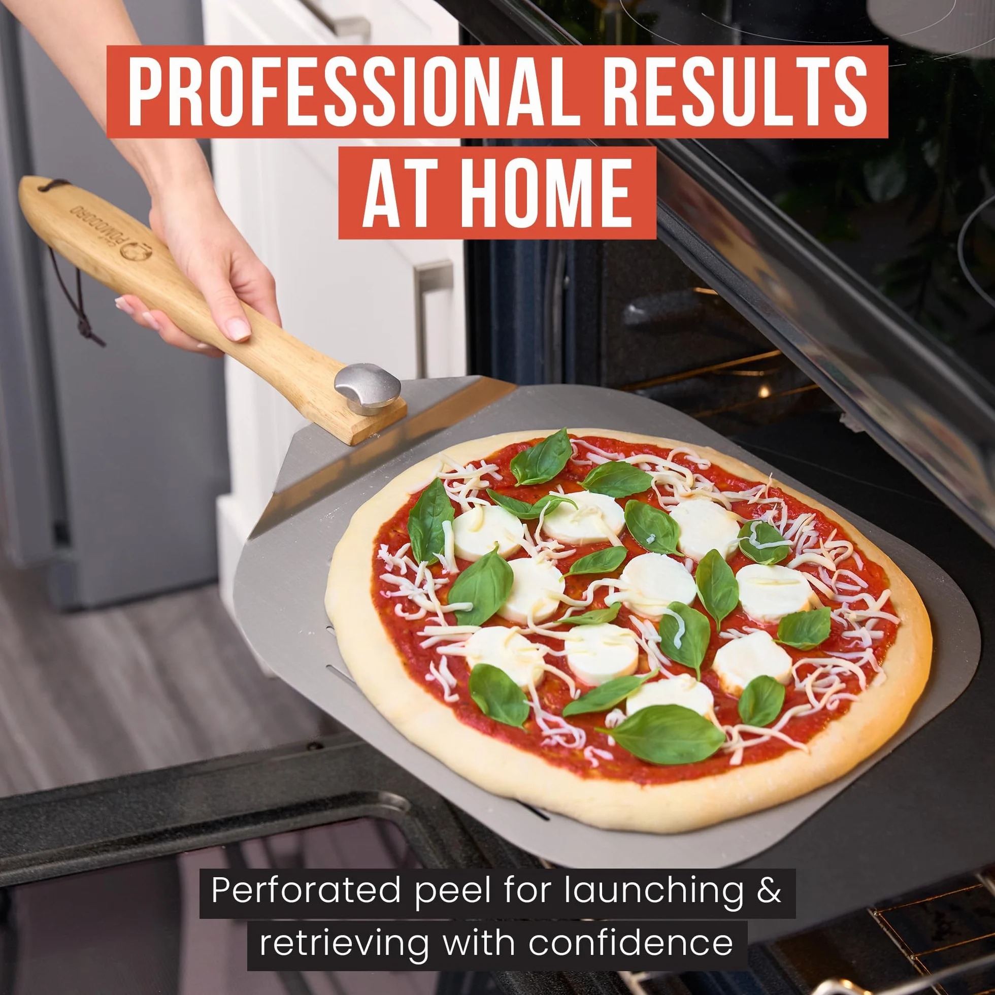 Pelle à Pizza Chef Pomodoro avec Poignée en Bois Pliable 35 cm Aluminium
