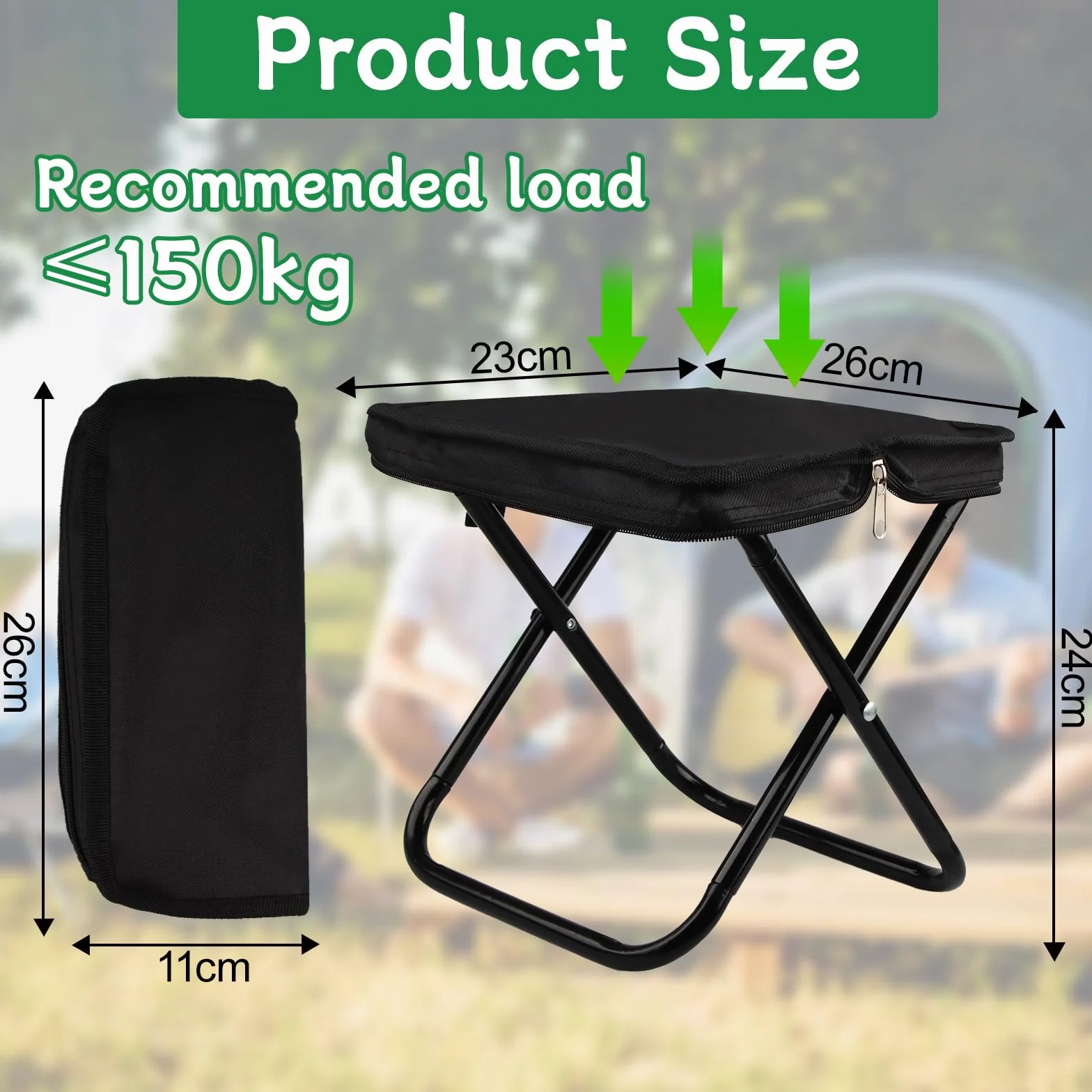 Pliant Leger Siege Tabouret Pliable Portable avec Sac de Rangement pour Camping Peche Voyages Randonnees Jardin Barbecues Plage