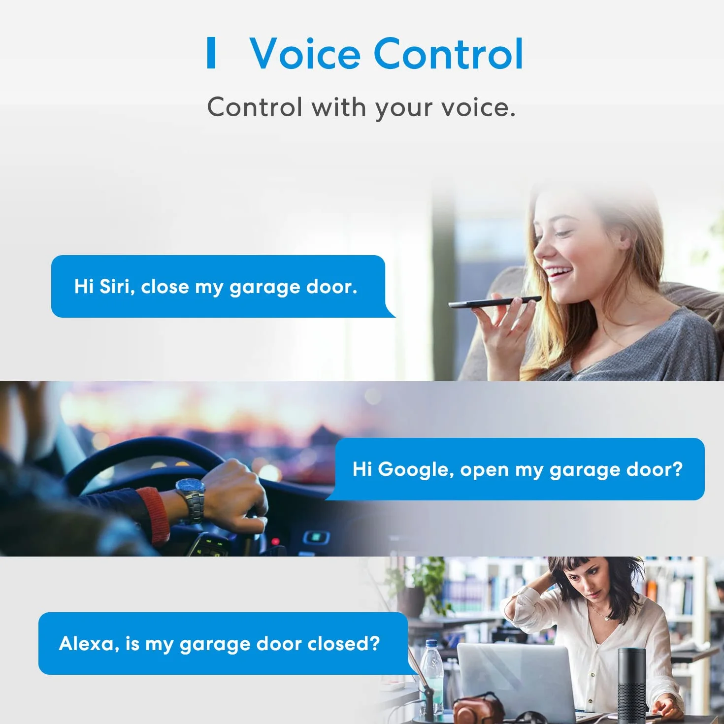 Meross Ouvre-Porte de Garage Connecté, Télécommande de Porte Intelligent Compatible avec Apple Home, Alexa, Google Home et SmartThings, Contrôle à Distance et Commande Vocale
