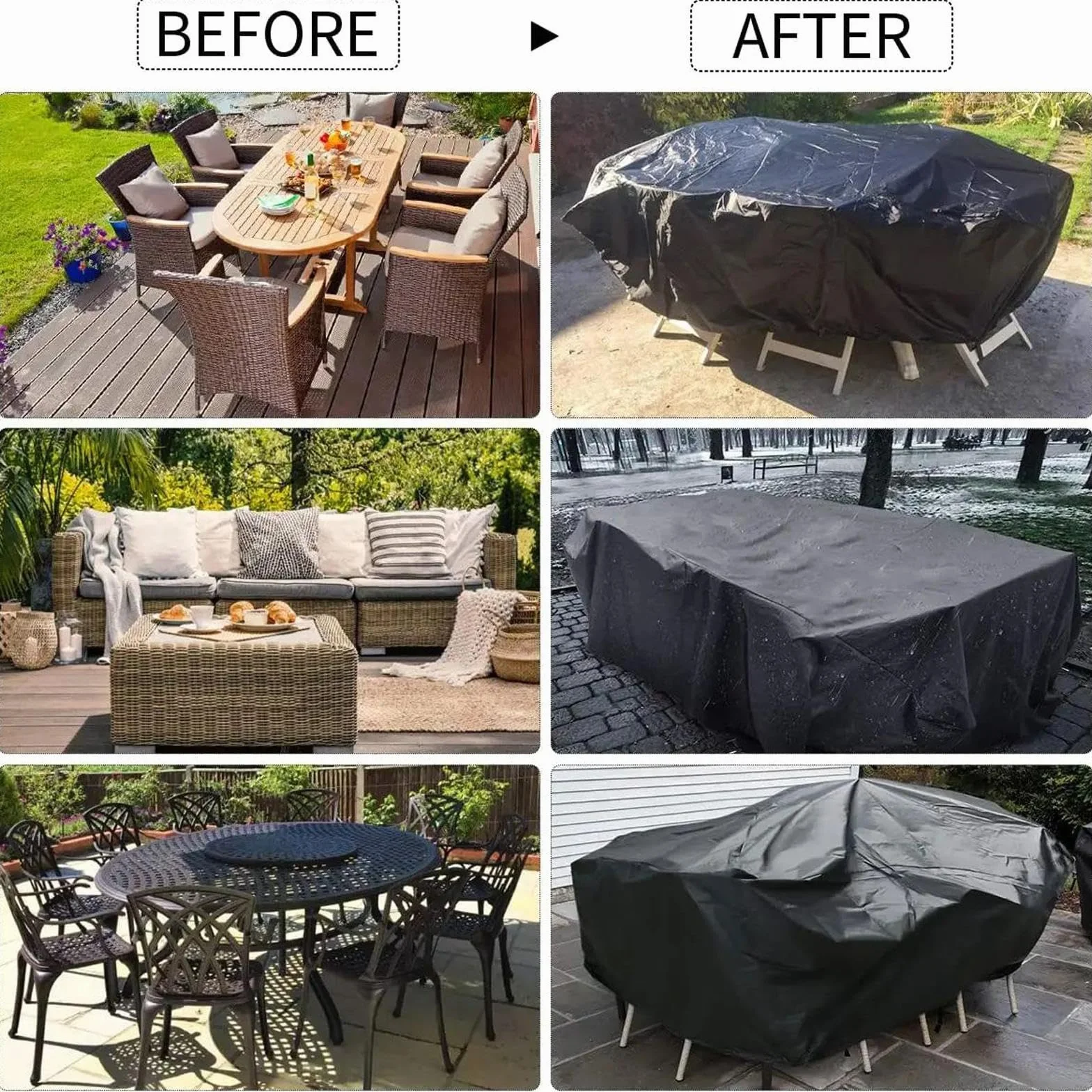 Bache de Protection Exterieur Table, 120x90x30cm/LxWxH Housse Protection Table de Jardin Exterieur Bâche Protection Salon de Jardin Résistance au Vent Rectangulaire Housse Chaise Meubles