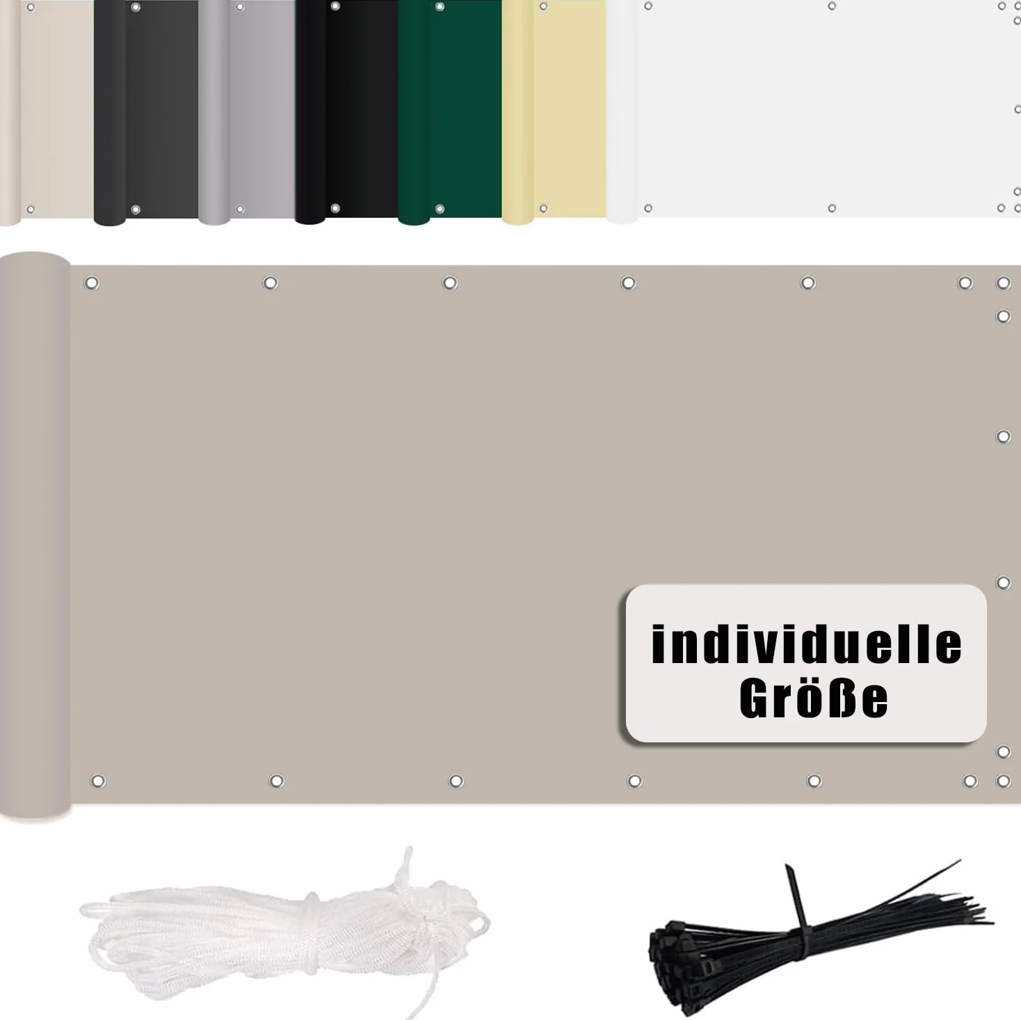 Brise Vue Balcon 50x350cm 160g/m² Taupe Protection UV Privée Sécurité
