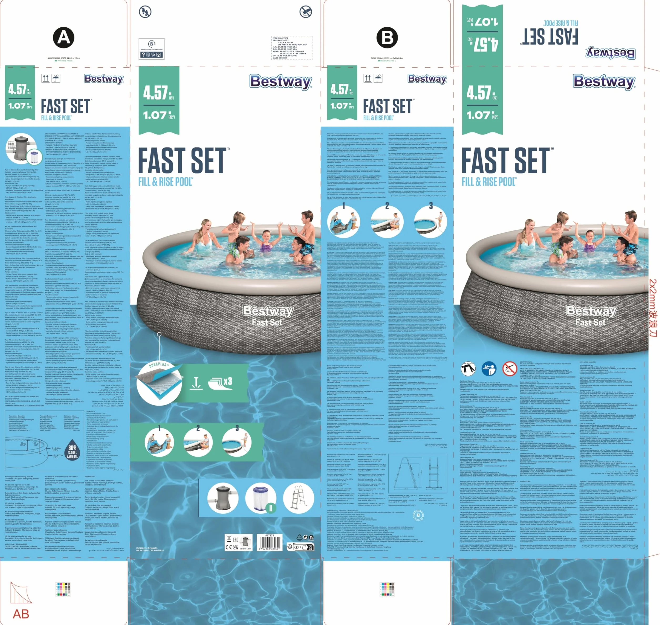 Bestway Piscine autoportée Fast Set Aspect Rotin 4.57 x 1.07 m