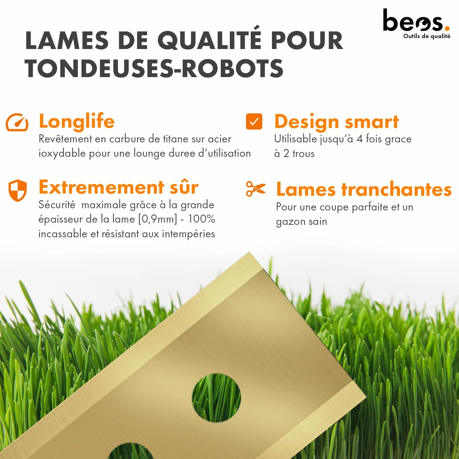 BEOS 36 Lames de Rechange Premium Titan avec Vis Sécurité Compatibles Mammotion LUBA LUBA 2 YUKA