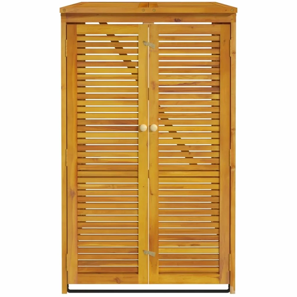 Cabanon à poubelle simple bois massif d acacia 70x89x117 cm
