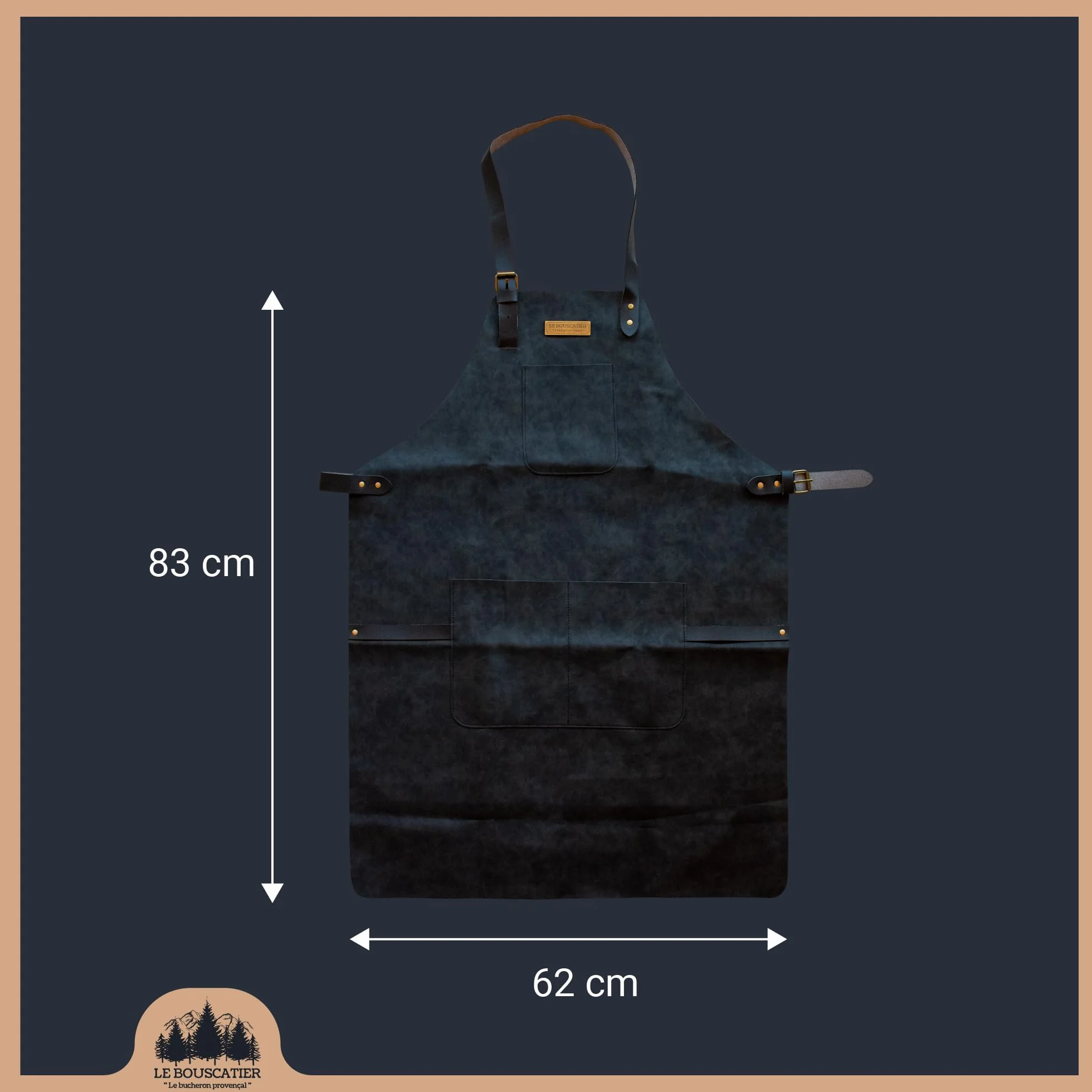 Le Bouscatier Tablier cuisine en cuir réglable résistant léger pour barbecue plancha brasero grillades
