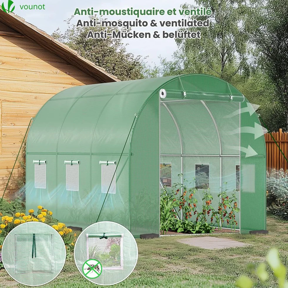 VOUNOT Serre de Jardin Tunne 6m2 Acier galvanisé Verte Maraichère