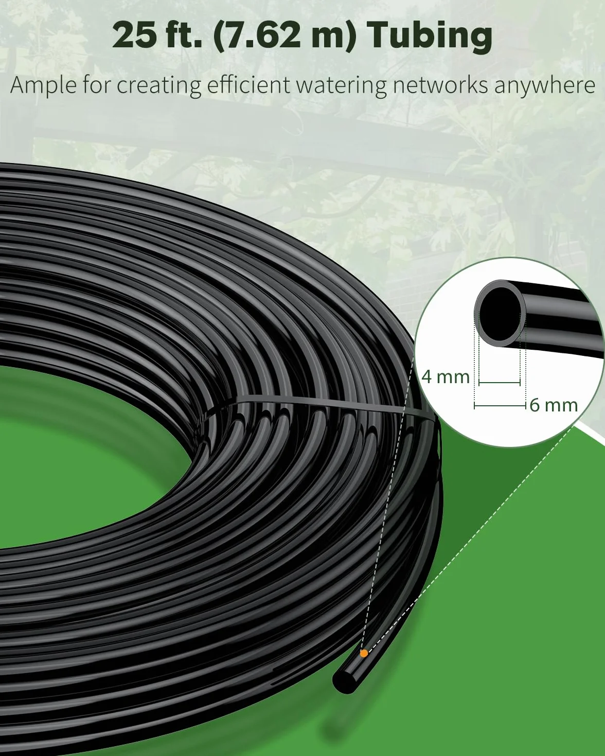 Pawfly 7.5 M Tubulure d'irrigation goutte à goutte 4-6 mm PVC noir rouleau jardin