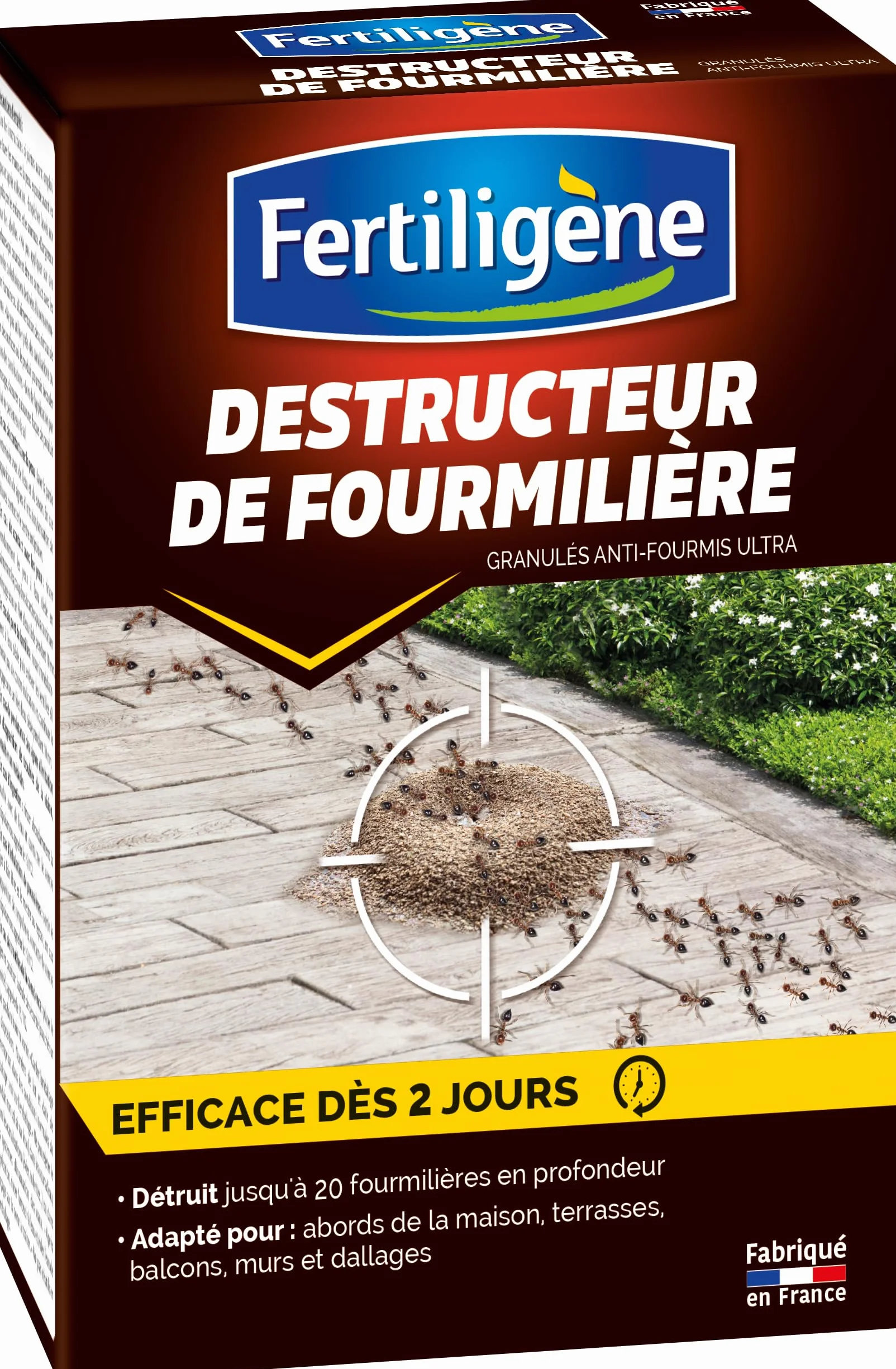Fertiligène Destructeur de Fourmilières Action Choc 48h 400g – Jusqu'à 20 Nids
