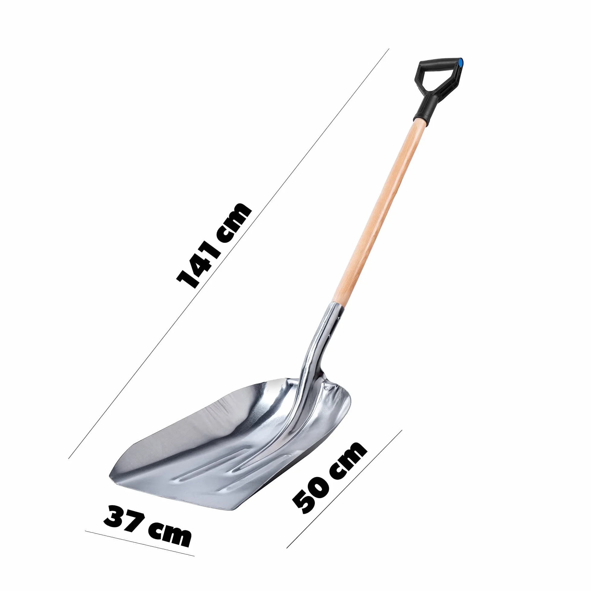 KADAX Pelle à Sable Long Manche Bois Neige Bords Arrondis Aluminium