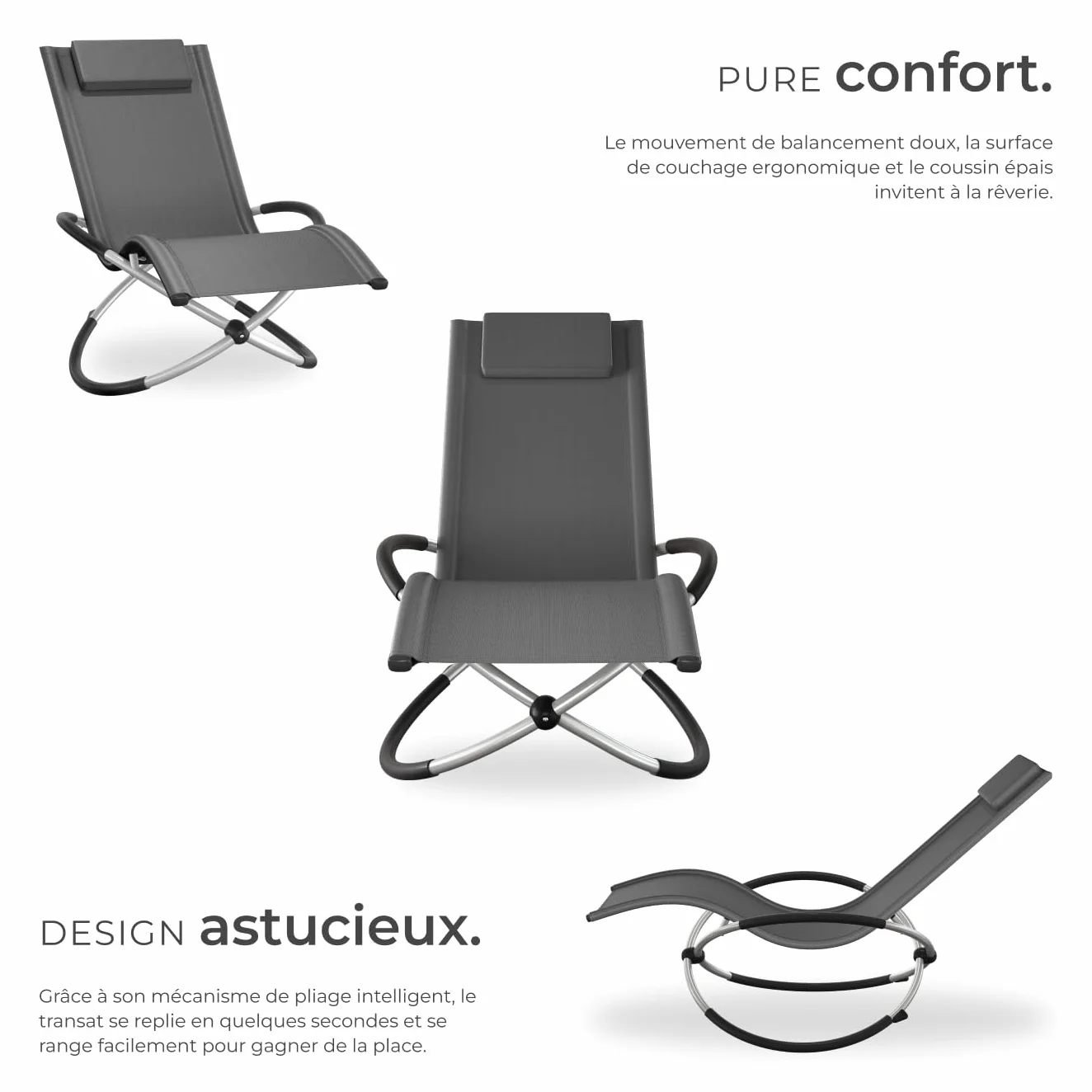 tectake Chaise Longue Pliante Bain de Soleil Jardin Exterieur Cadre Acier Aluminium Transat Plage Relax Camping