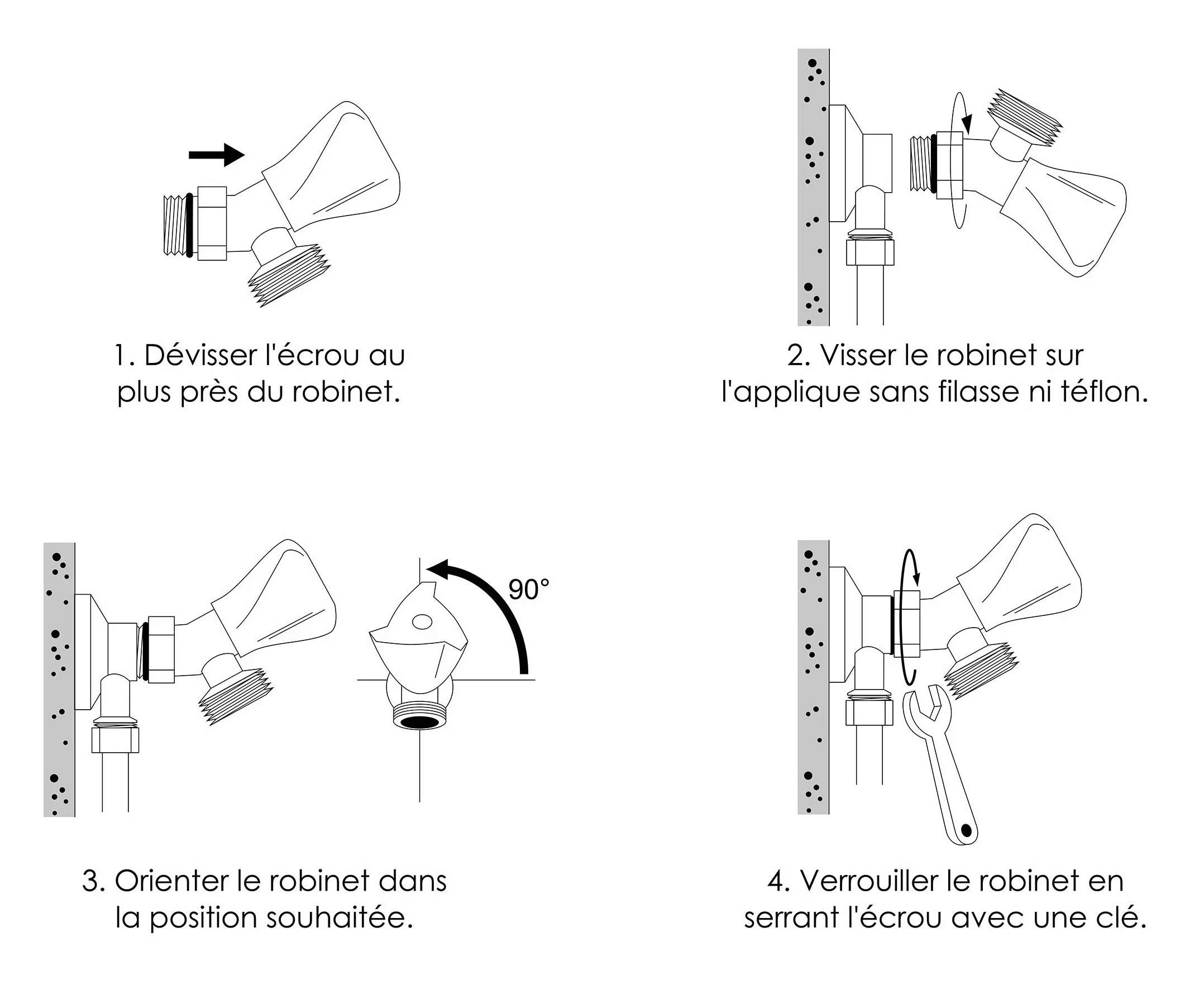 SOMATHERM FOR YOU Robinet orientable auto-étanche à clapet pour machine à laver entrée M1/2" sortie M3/4" laiton chromé ACS