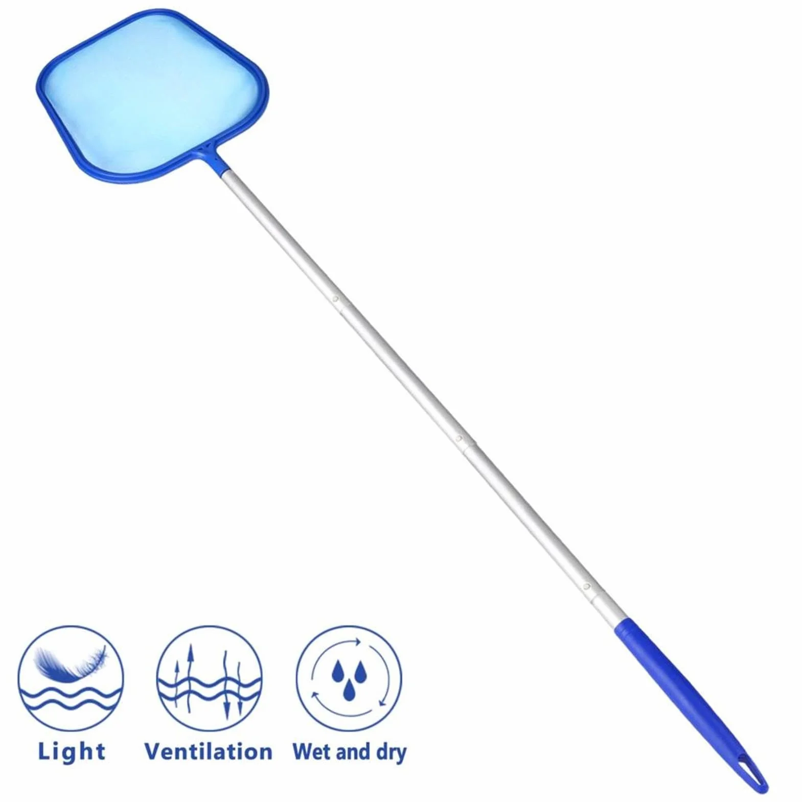 Épuisette Piscine Télescopique Aluminium Réglable 5 Connexions Filet Skimmers Récupération Feuilles Bassin Spa