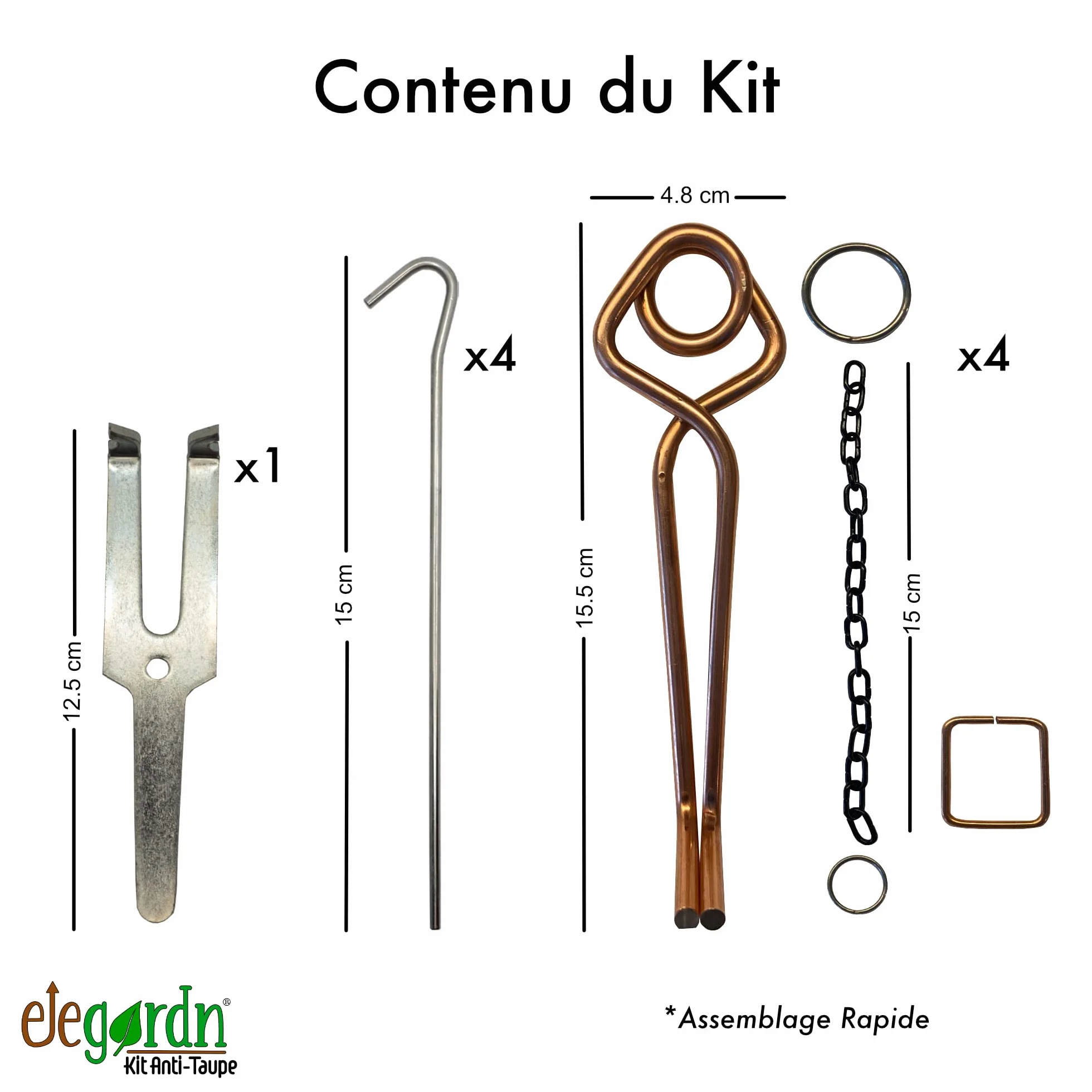 Elegardn Kit Complet 4 Pièges à Taupe Rats Taupiers Campagnol Type Putange Rigide Fabriqué en France