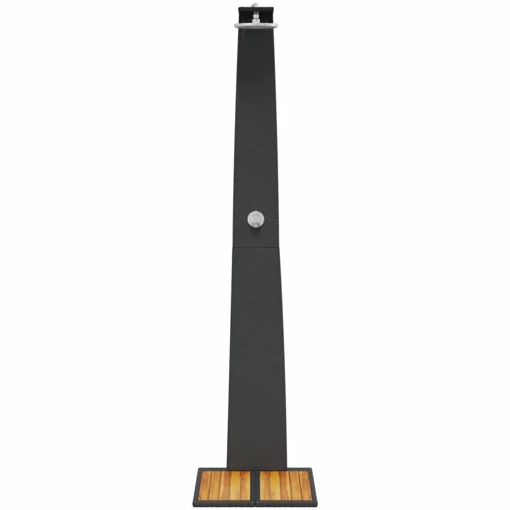 vidaXL Douche d'Extérieur Meuble de Jardin Noir Résine Tressée Bois Acacia