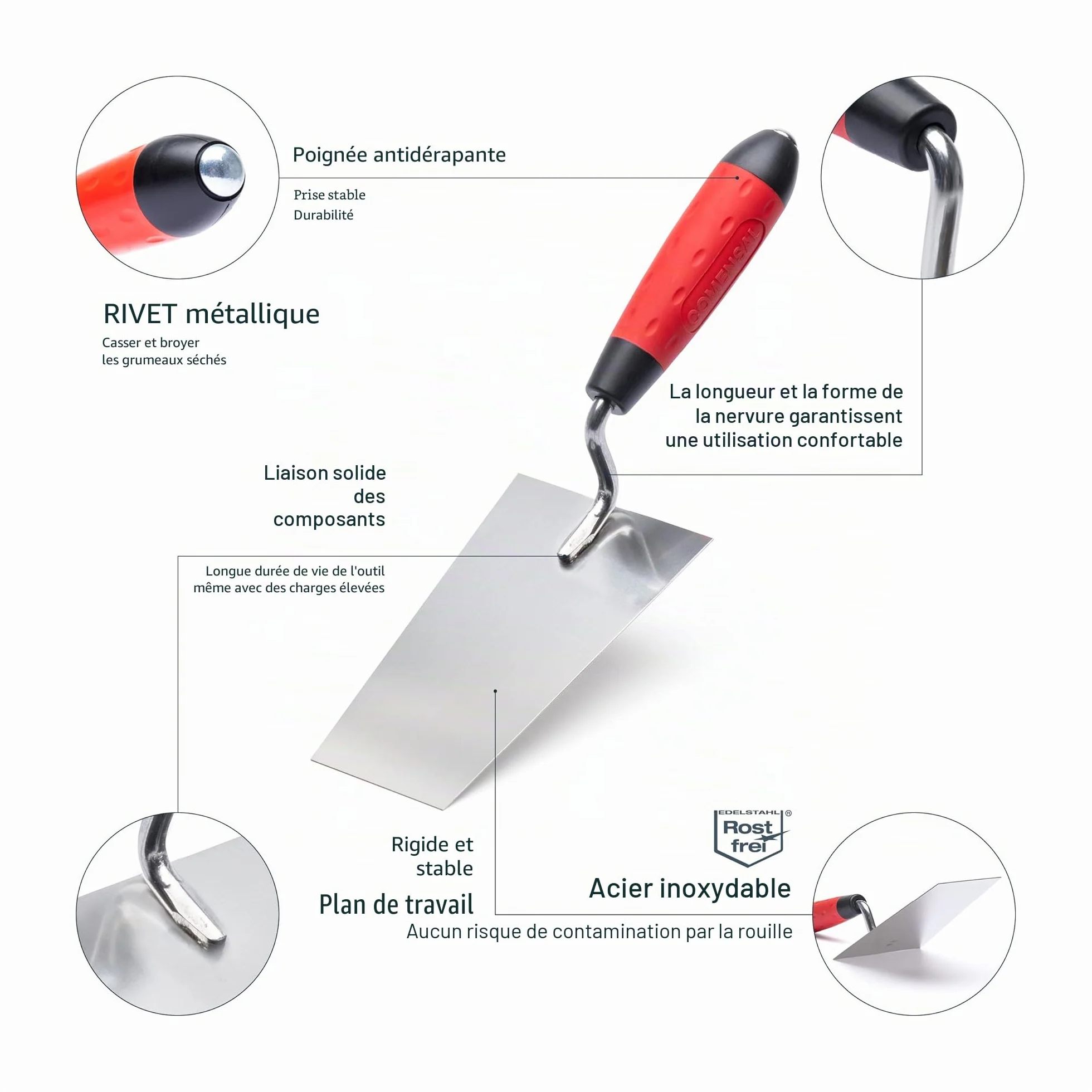 COMENSAL® Kit Joint Carrelage - 15 Pièces - XL - 24L - Kit d'outils de Pose de Carrelage - Eponge Hydro - Taloche en Caoutchouc - Rouleau Perforé - Made in EU