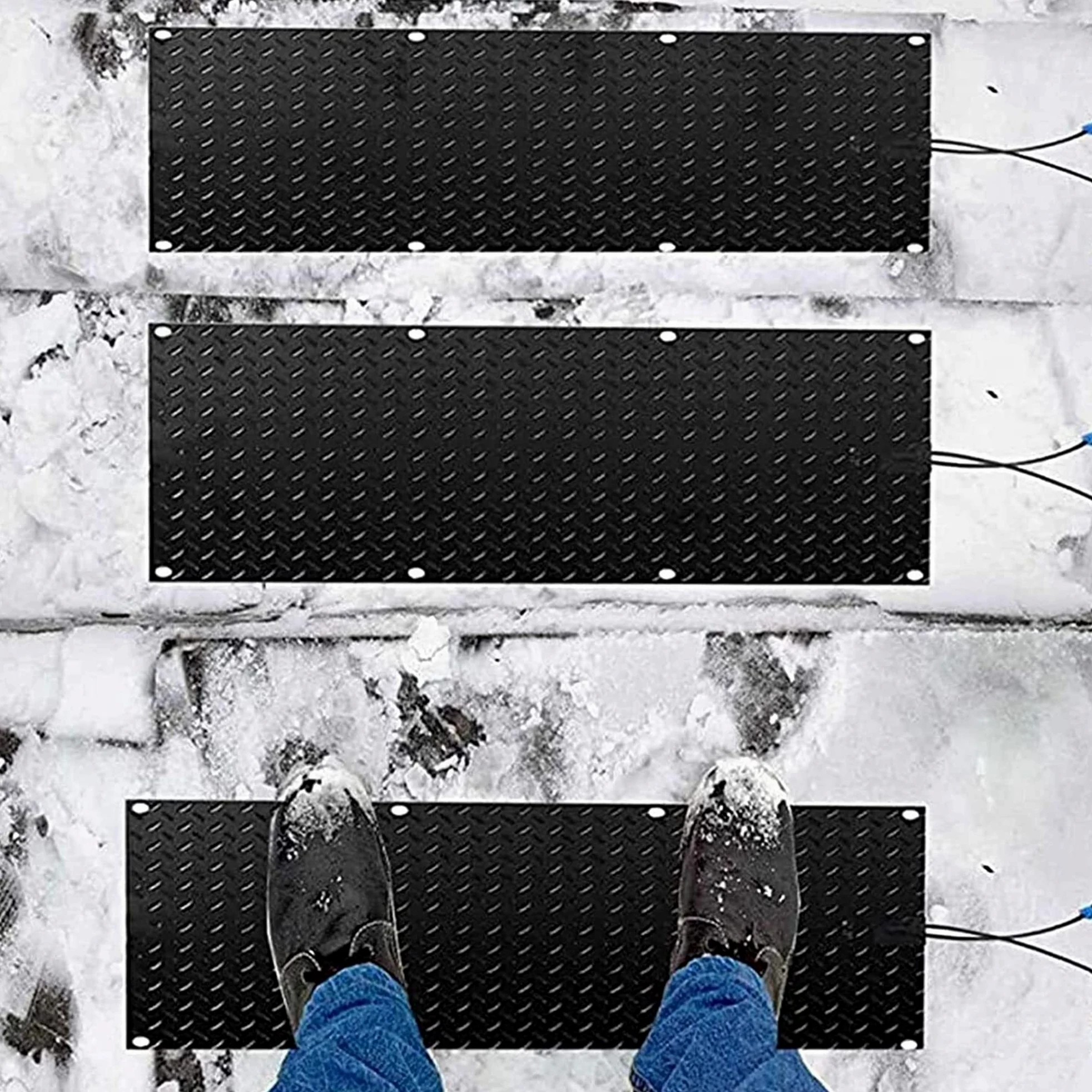 Tapis de Fusion de Neige chauffée pour Les escaliers - Tapis de Fusion de Neige pour élimination de la Neige d'hiver - Tapis de Chauffage d'escalier Non Glissant (10 "x 48"),1 Pack