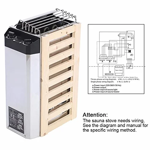Acouto Poêle de Sauna Électrique en Acier Inoxydable, 3 KW, avec Contrôle Thermostatique Intelligent pour Petites Salles de Sauna