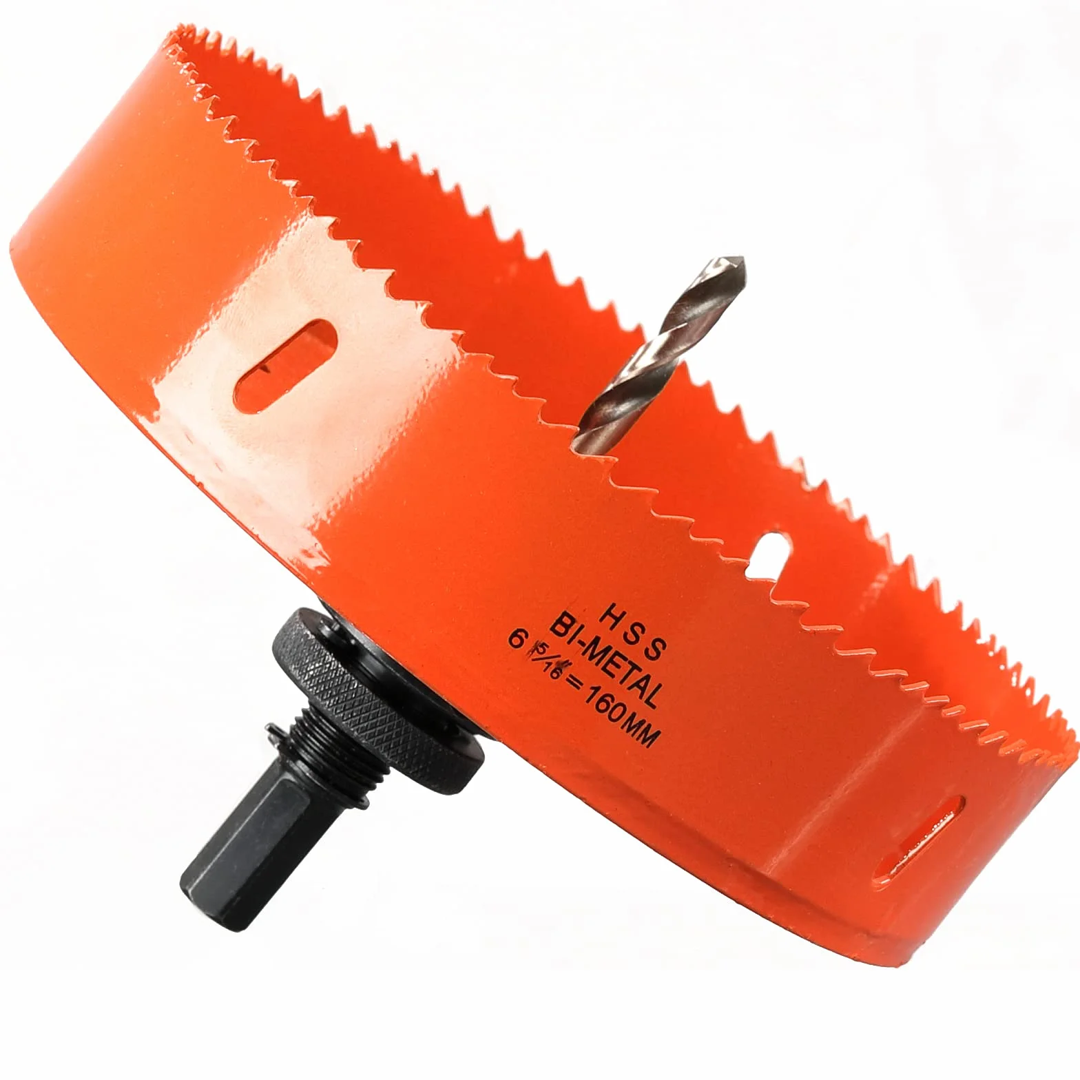 Scie Cloche Bi-métal 160 mm, M42 HSS Bimétallique Scie Trèpan avec Foret de Centrage pour Robuste Perceuse à Percer pour Fer, Aluminium, Bois, Cloison Sèche, Tuyau, Panneau de Fibres de Bois/Orange