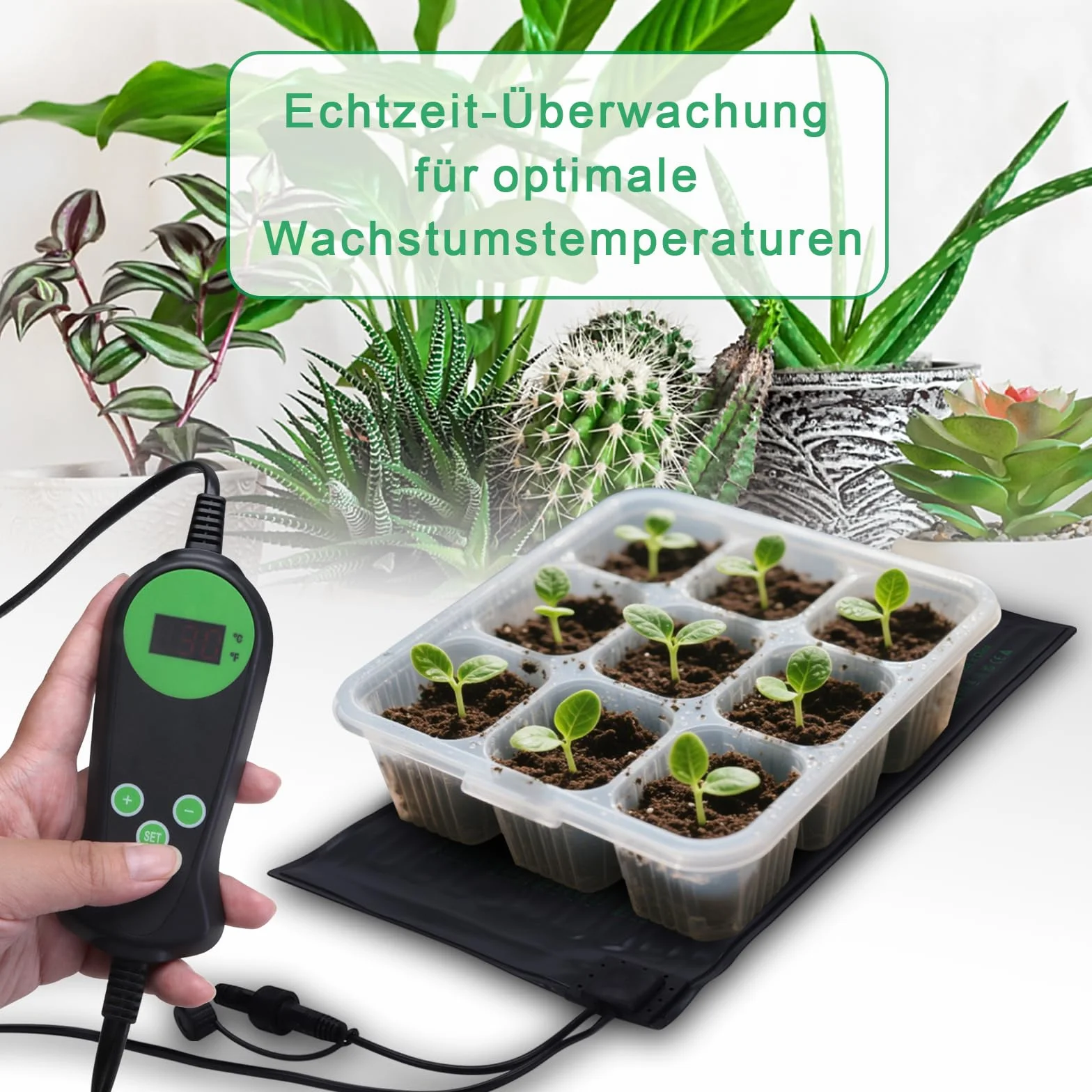 DERNORD Lot de 4 tapis de plantation 30W 25,5x52,7cm imperméable avec thermostat