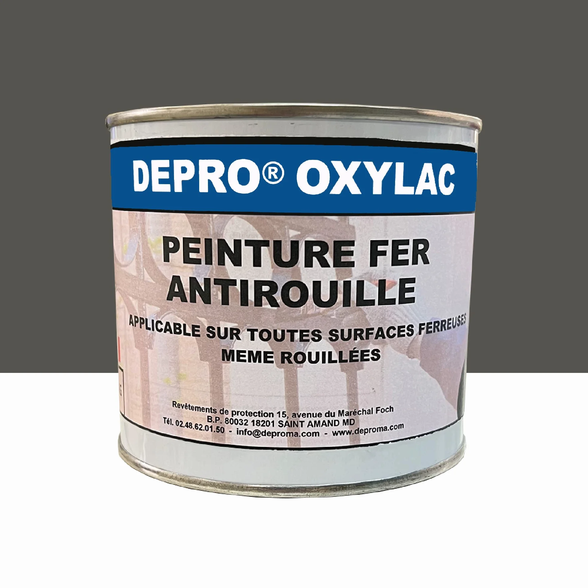 OXYLAC Peinture antirouille pour métal neuf et rouillé - 500GR (GRIS CLAIR)