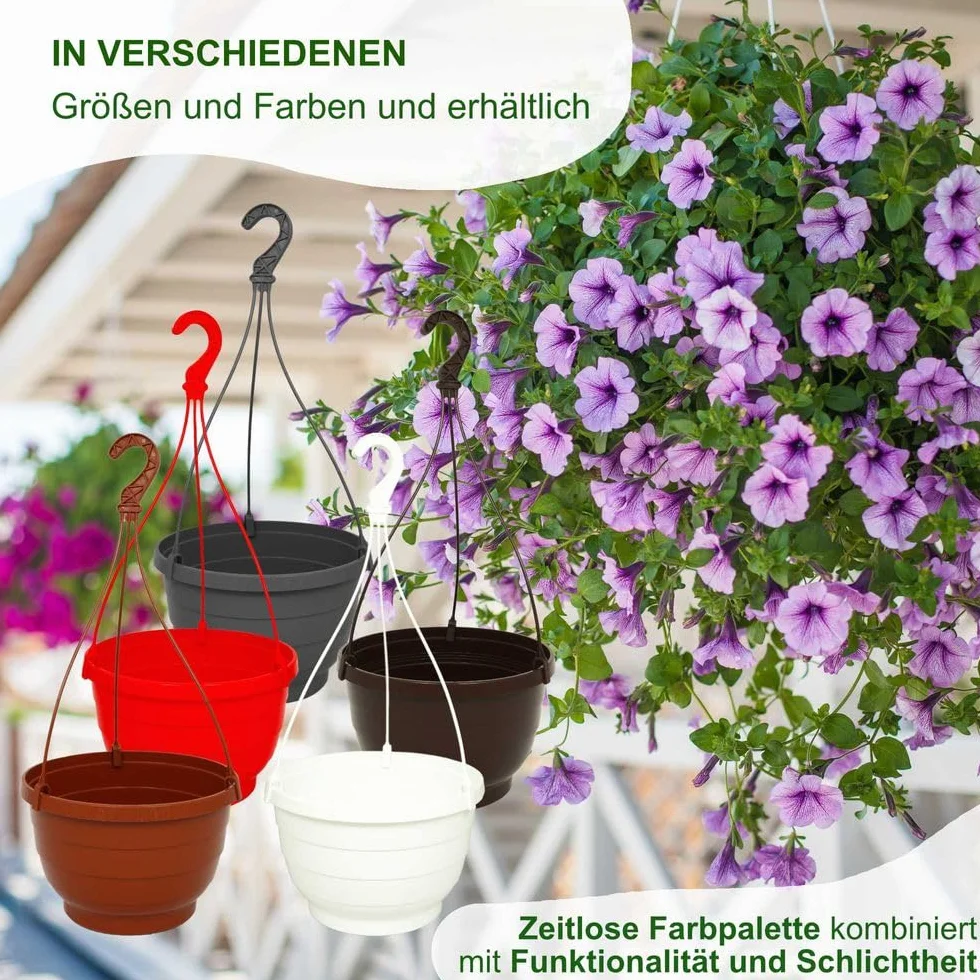 MePla KOMET Lot de 2 pots de fleurs suspendus 30 cm Anthracite Résistants aux intempéries UV