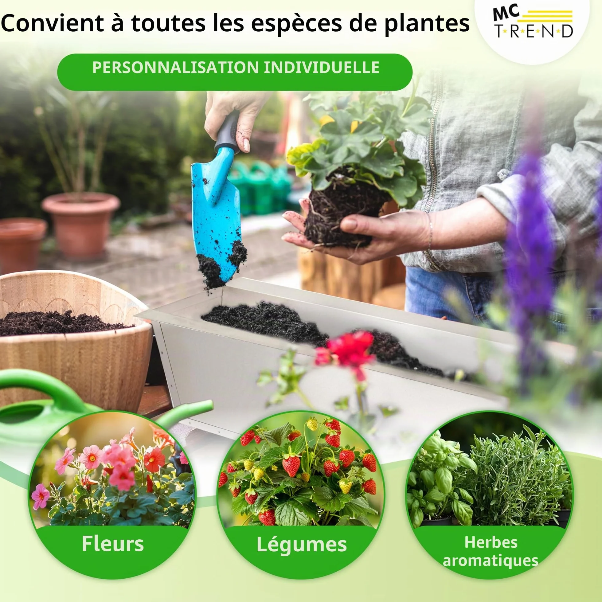 Jardinière pour palettes européennes Métal galvanisé 38,1 x 13 x 9 cm Résistant aux intempéries