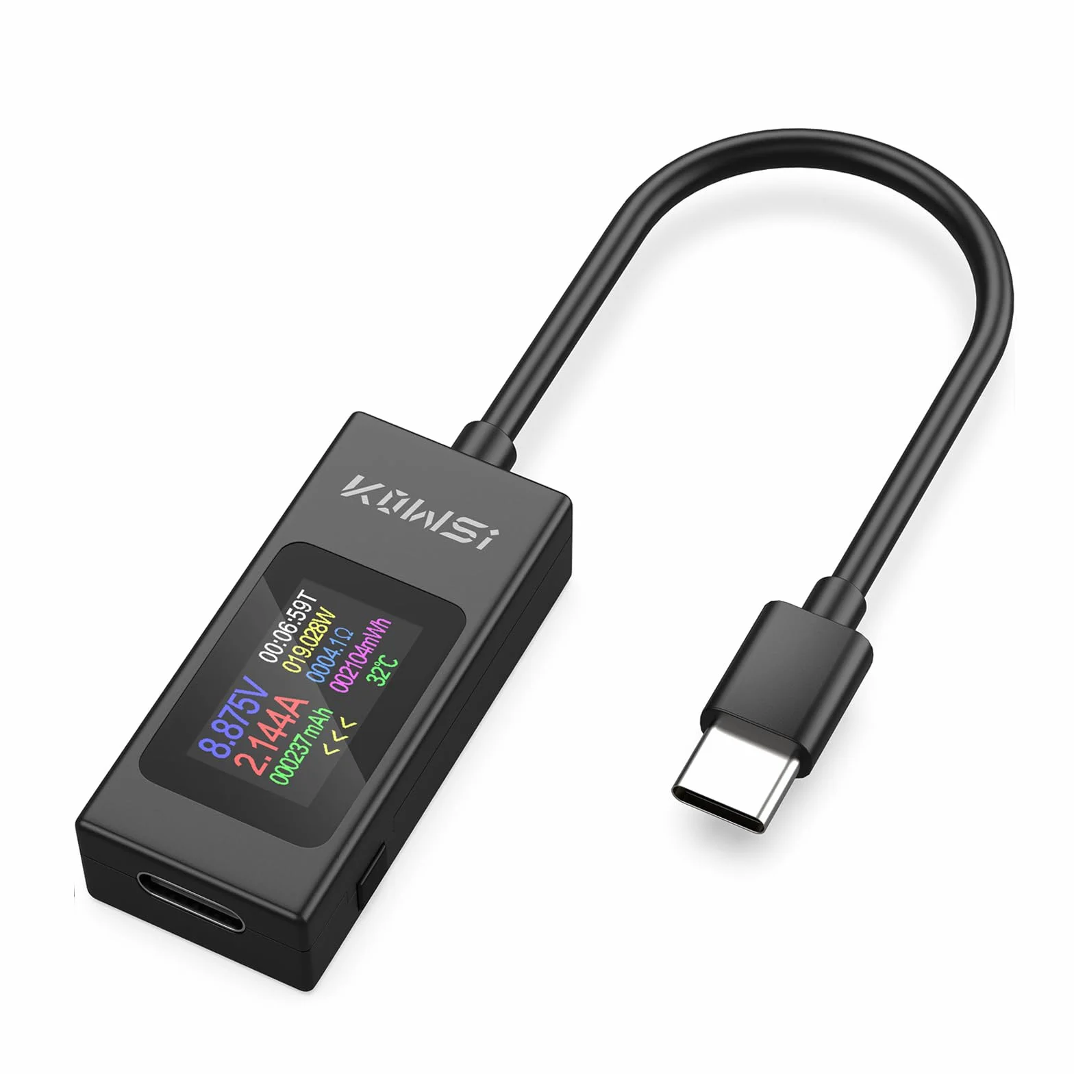 Testeur USB C Meter de Tension, 4-30V 0-6.5A, Type C Tester Electrique Compteur de Courant Multimètre Numérique Voltmètre Ampèremètre Capacité Alimentation Chargeur Détecteur