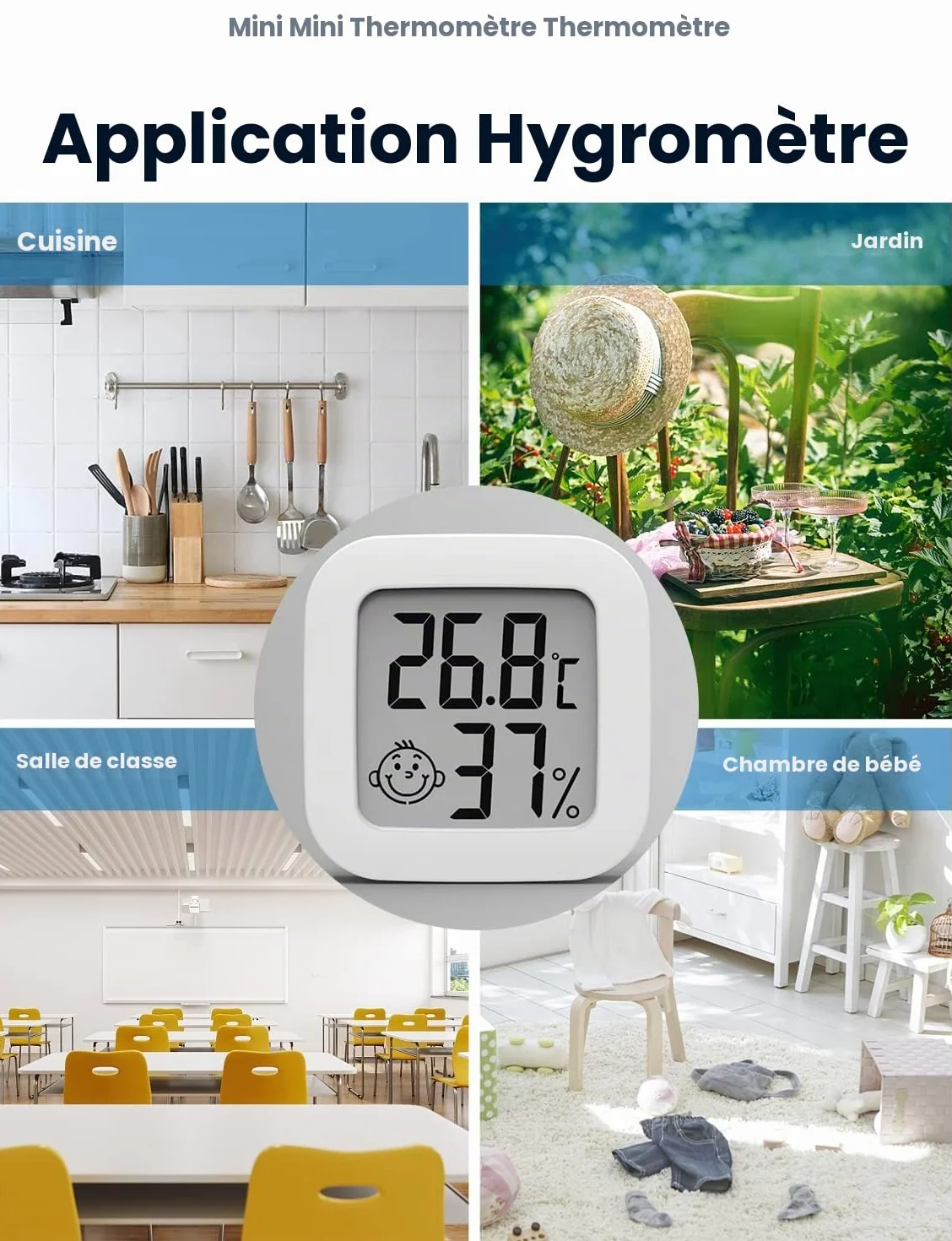 Thermomètre Hygromètre Intérieur Digital Haute Précision Moniteur Température Humidité