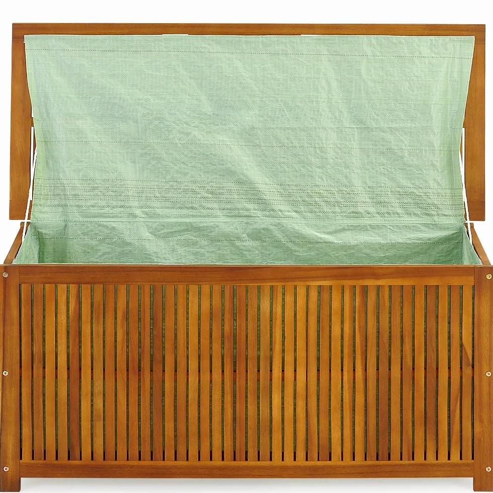 Casaria Coffre de Jardin 205 L Bois d'Acacia Rangement Extérieur Bâche Intérieure Couvercle Renforcé Charge 160 kg