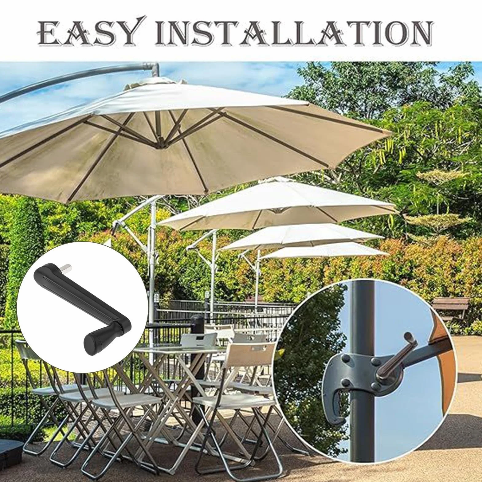 Pièces De Rechange Pour Parasol De Terrasse | Manette De Remplacement Pour Ombrelle Extérieure | Accessoires de Toile avec Manivelle Ergonomique pour Plage, Jardin, Parc et Terrasse