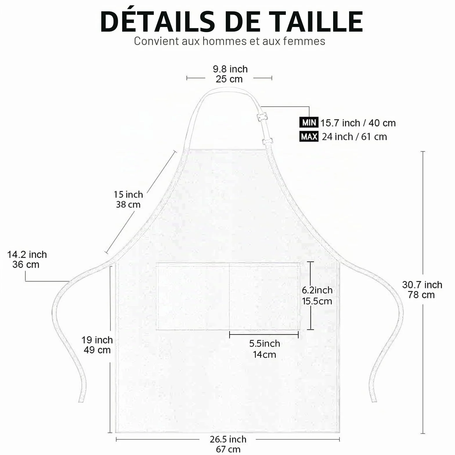 Atopo 4 Pack Tablier Cuisine Professionnel avec 2 Poches, Etanche Réglable pour Homme Femme (Blanc)