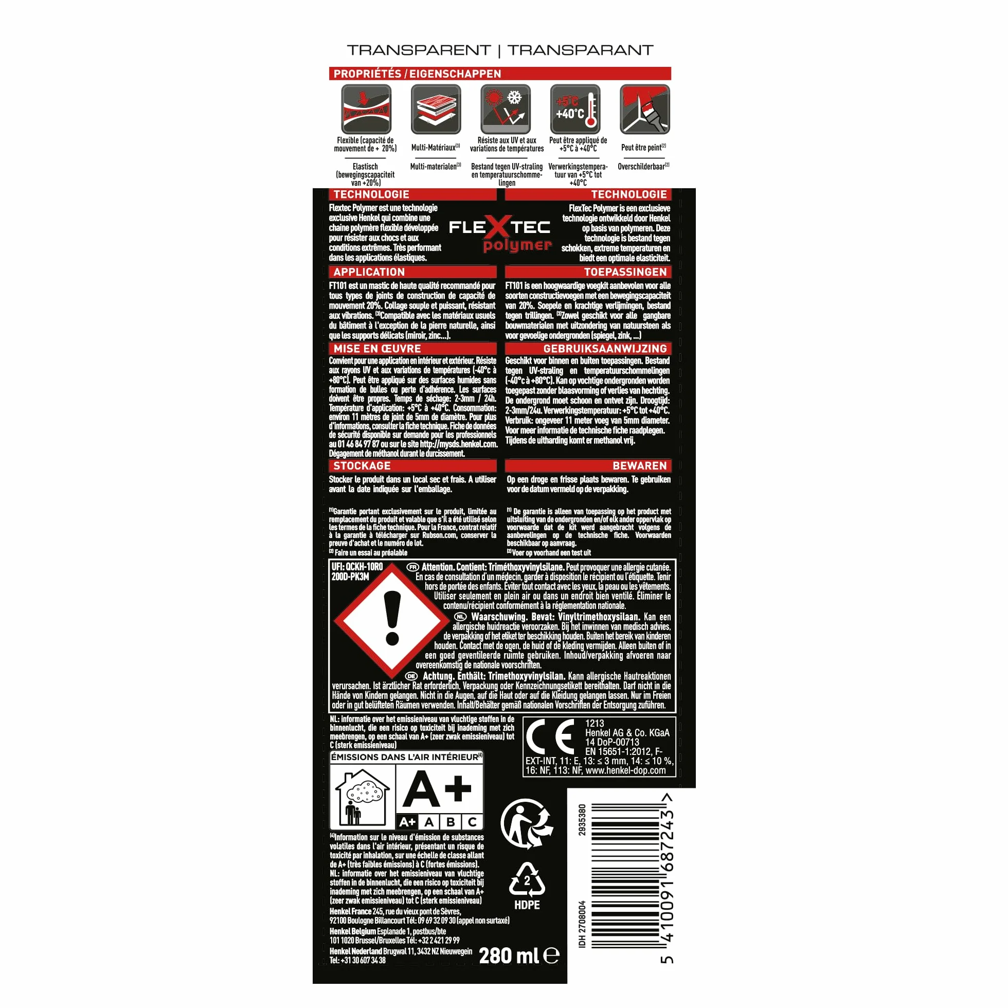 Rubson Mastic FT 101 Joint Fissure & Colle RAL 7016 (cartouche 280 ml) – Mastic polyvalent tous matériaux – Étanche & résistant
