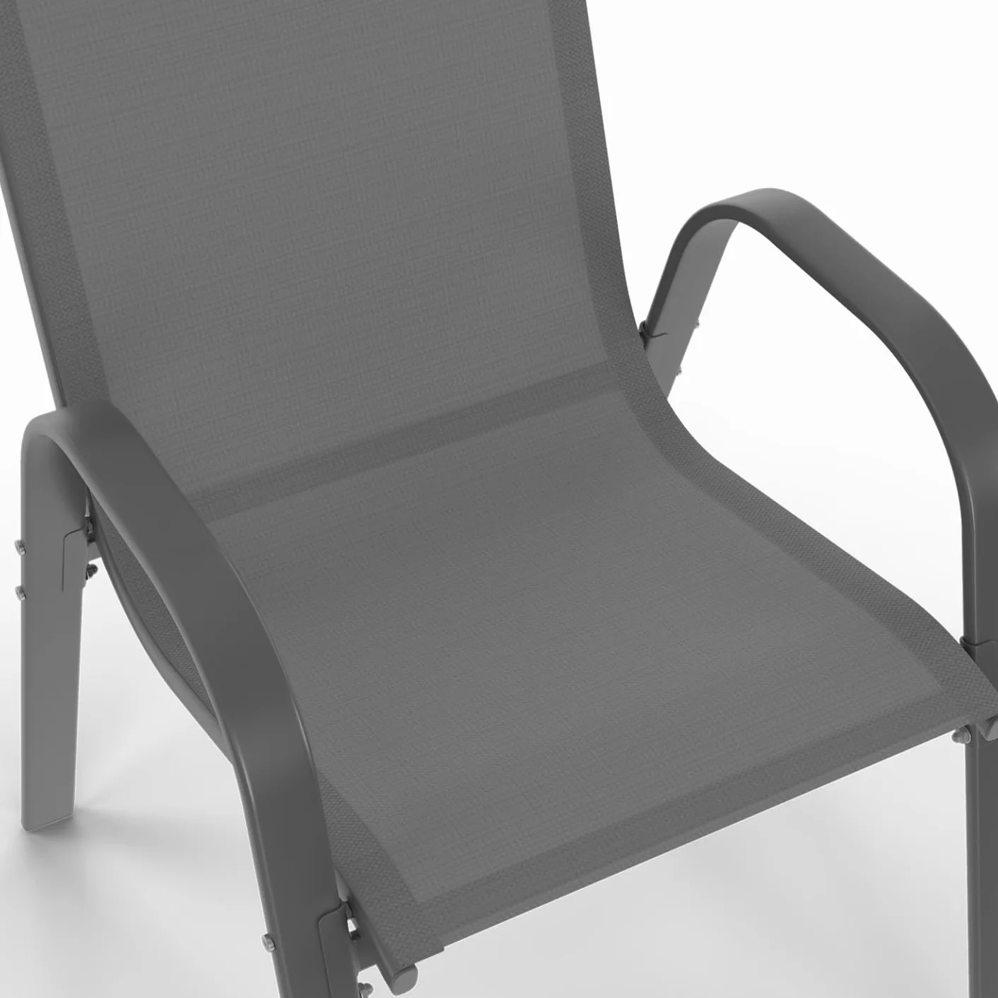 Salon de Jardin Madrid Table 190 CM 8 Chaises Empilables Gris Anthracite